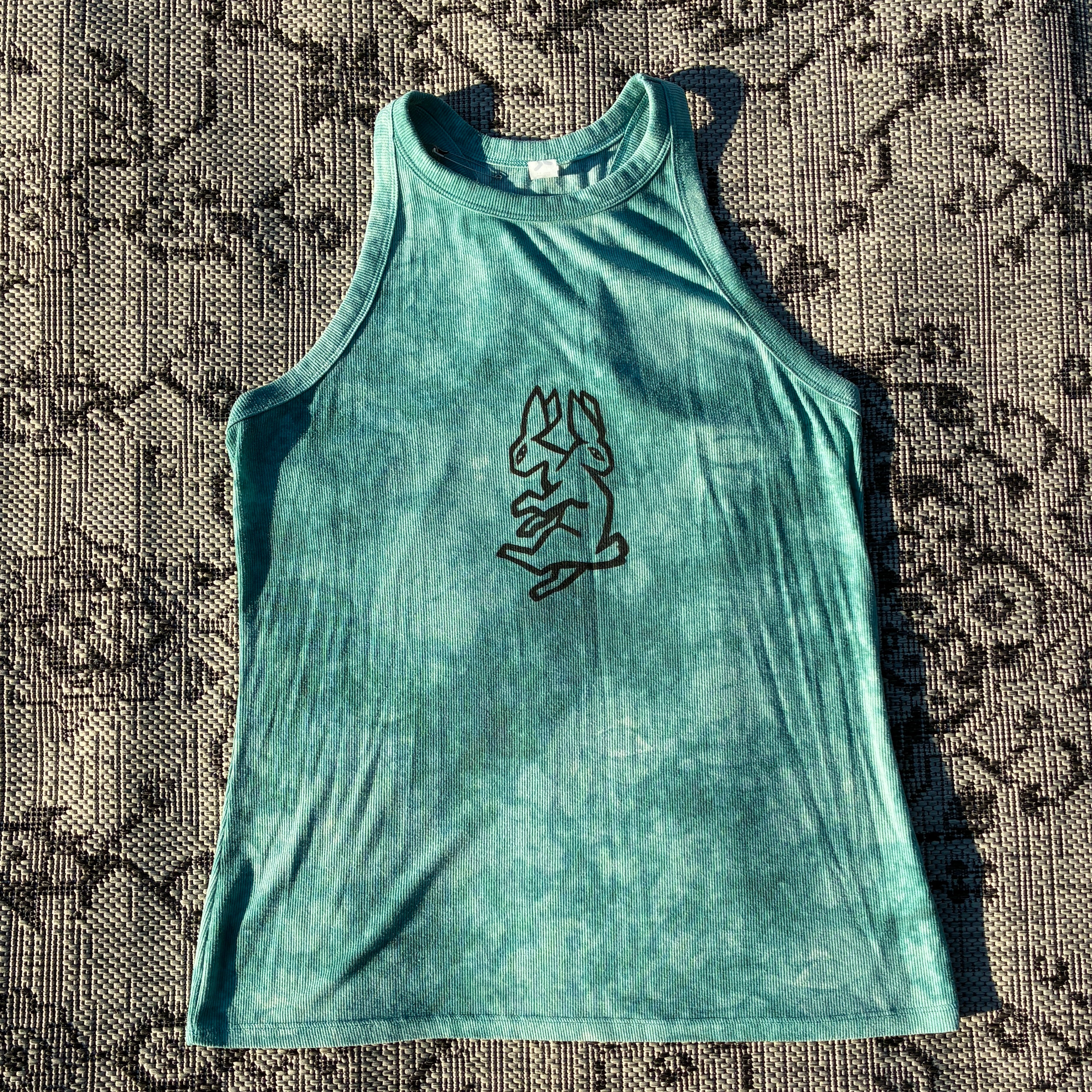 Two-Headed Rabbit Blue Tie Dye Tank Top Large