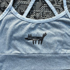 Wolf/Dog Grey Cropped Tank Top Criss Cross Back XS