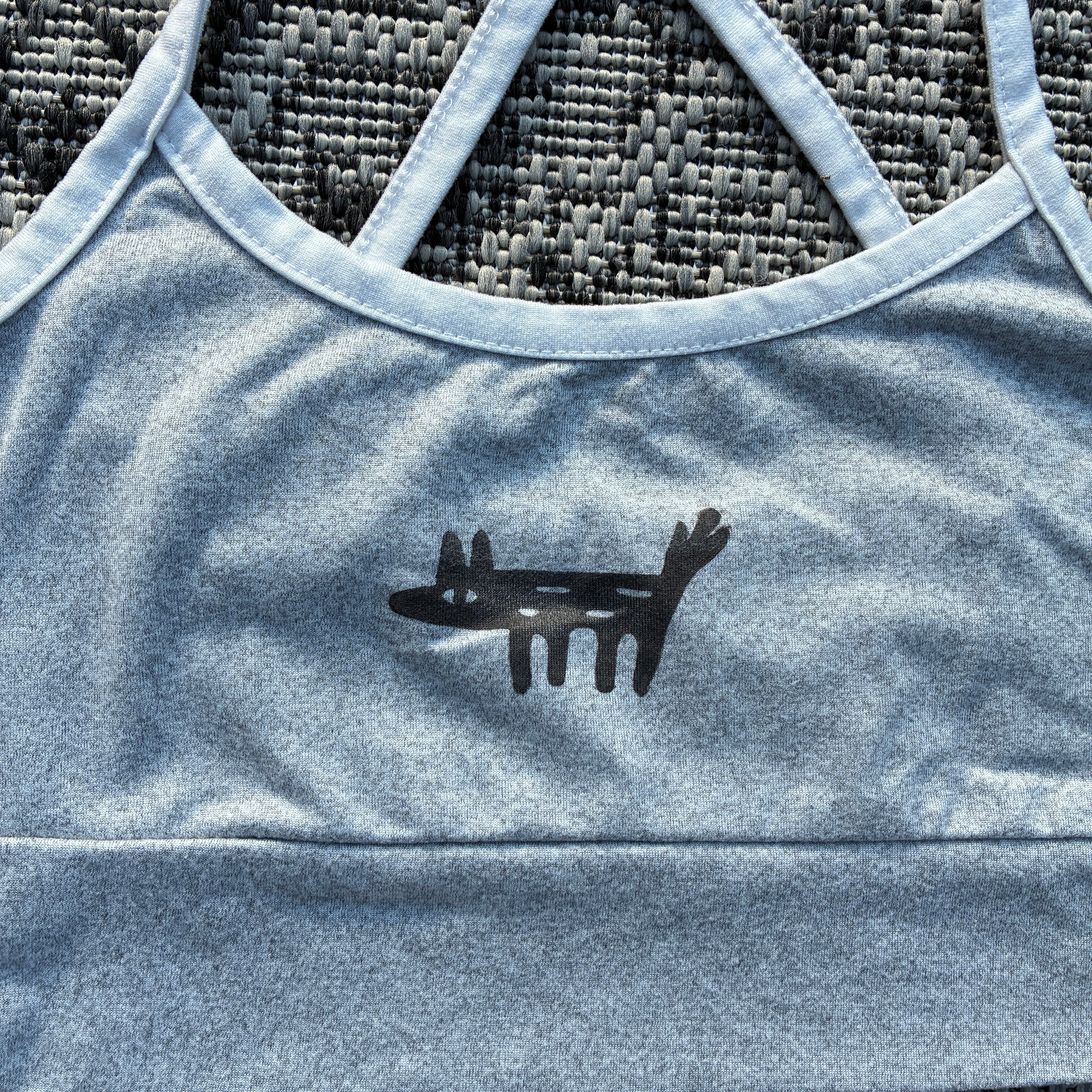 Wolf/Dog Grey Cropped Tank Top Criss Cross Back XS