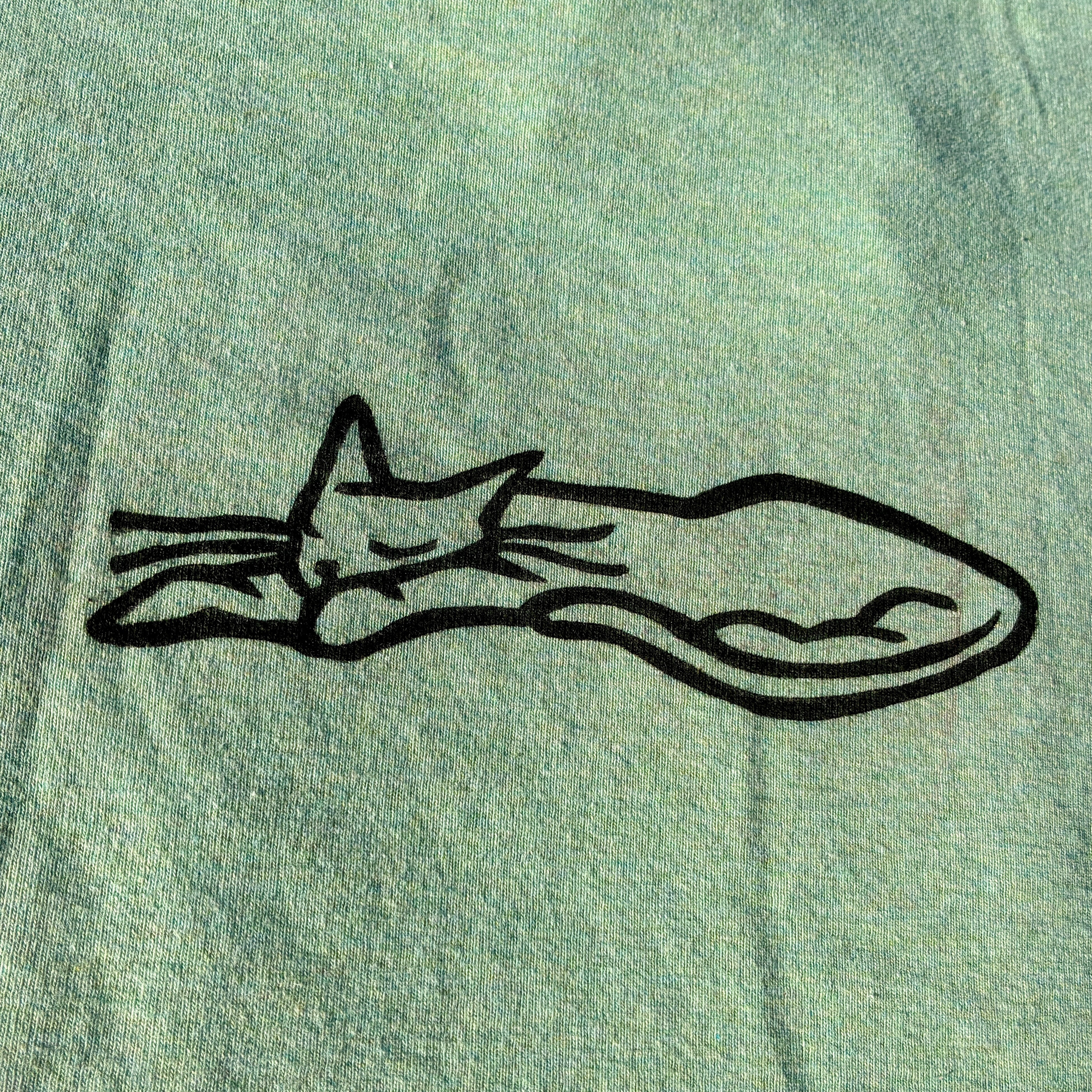 Sleepy Kitty Teal Green Tee Large