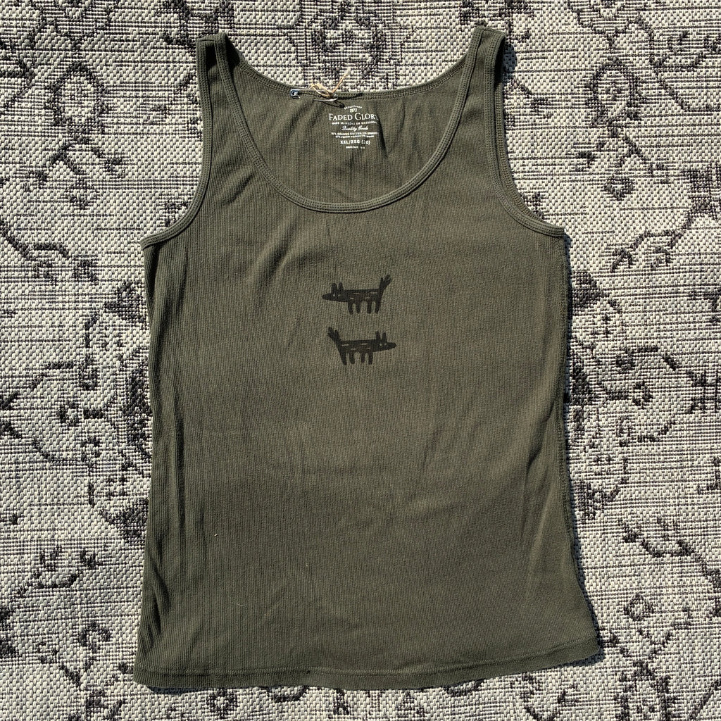 Wolf/Dog Green Tank Top 2X