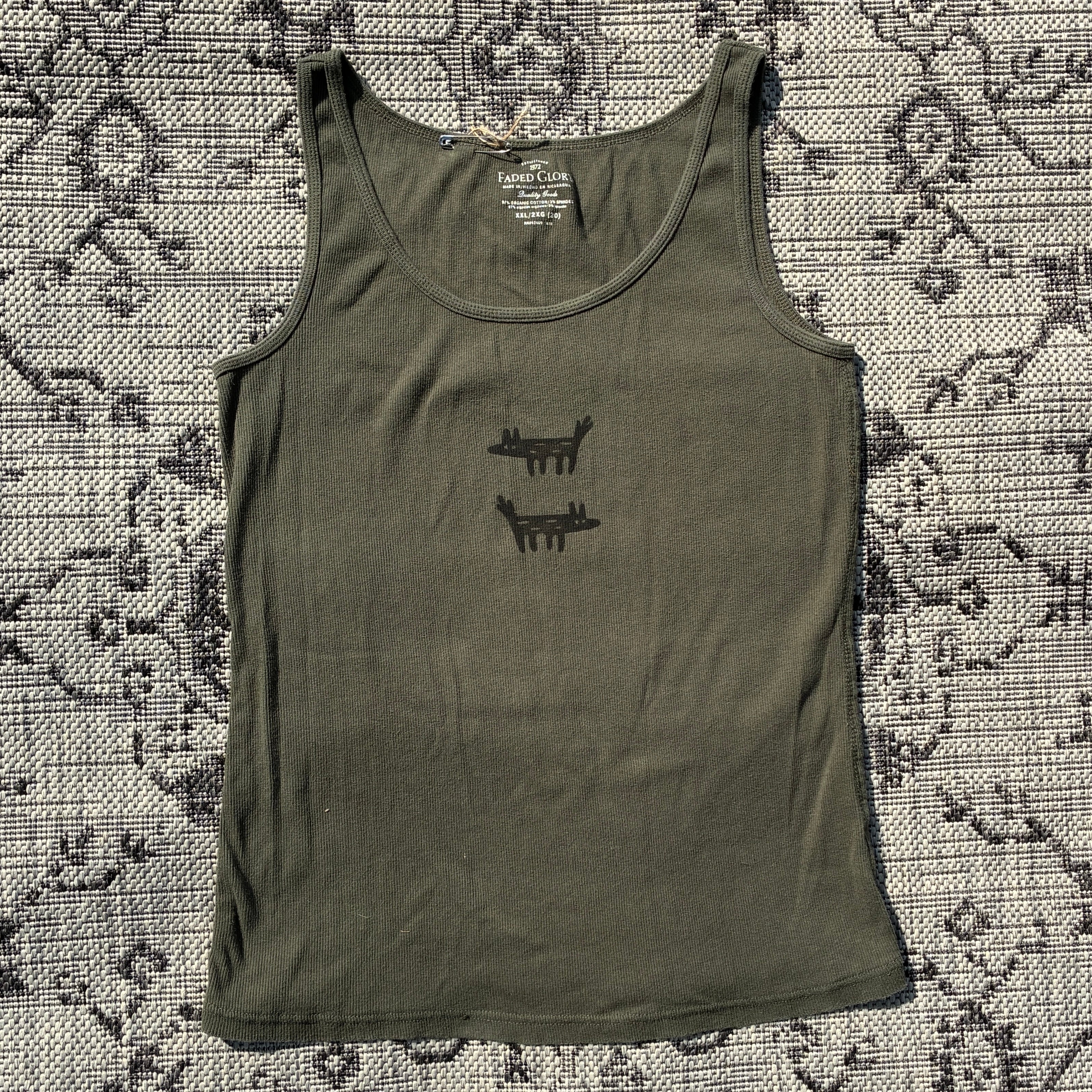 Wolf/Dog Green Tank Top 2X