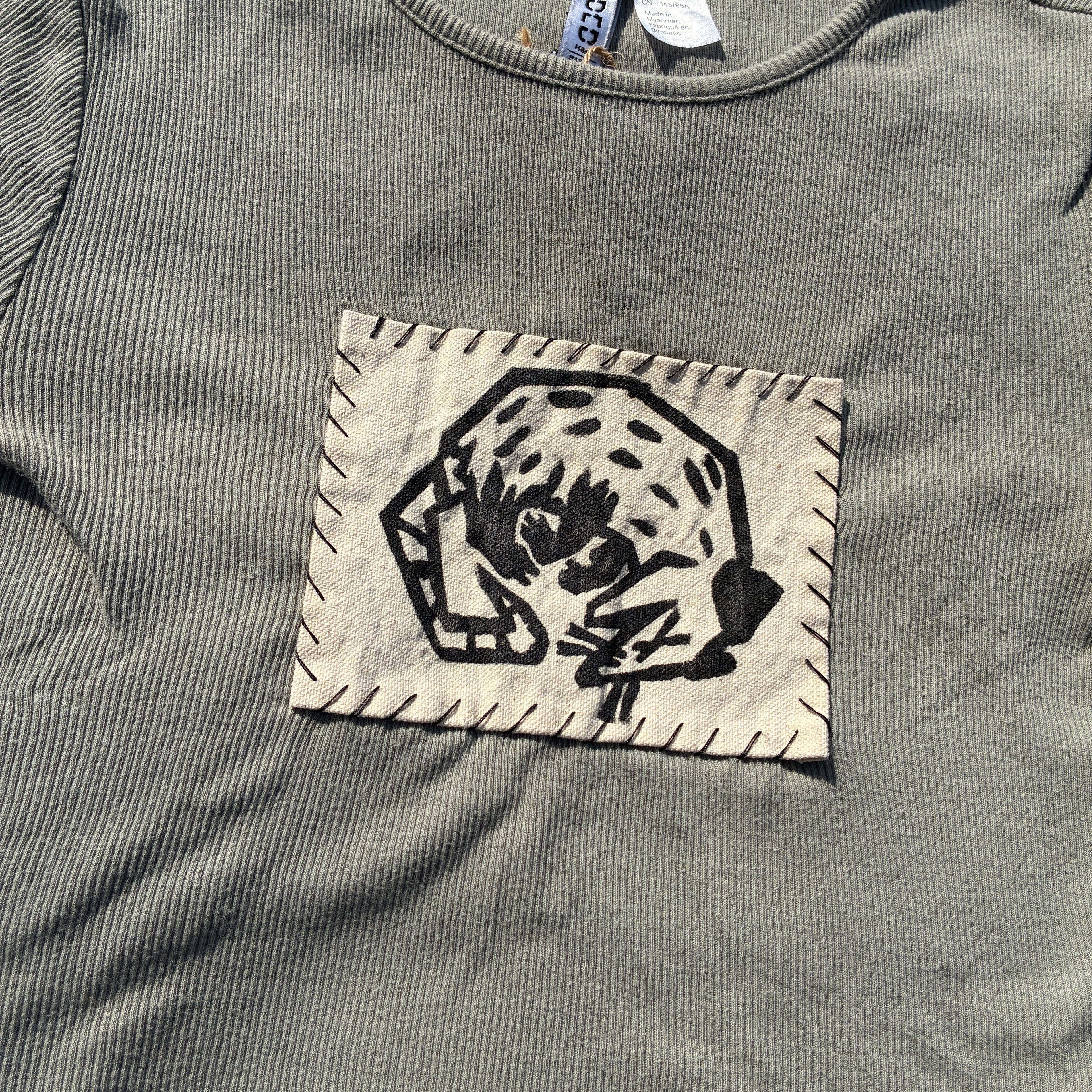 Dead Possum Patch Light Green Cropped Baby Tee Small