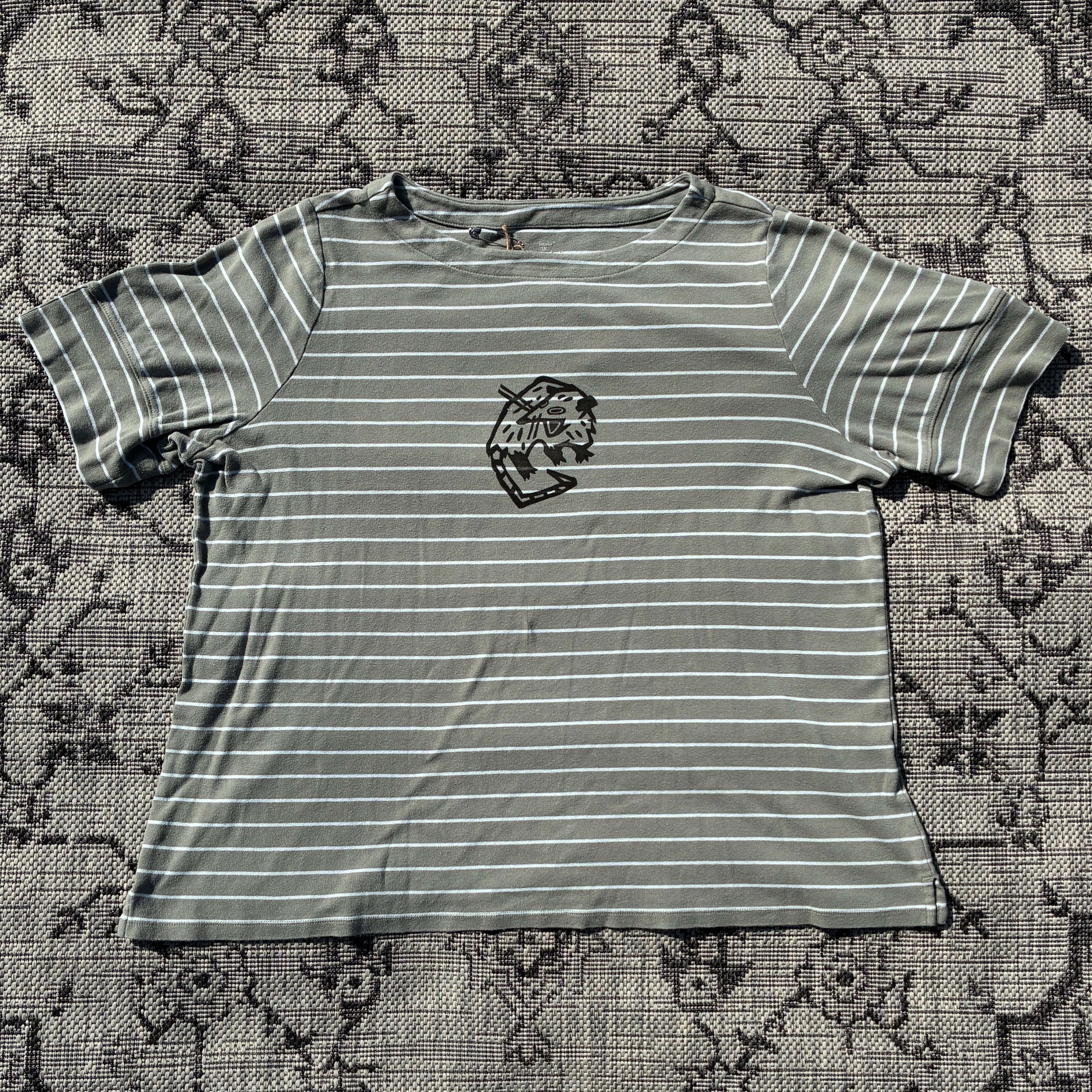 Screaming Possum Green & White Striped Tee 2X