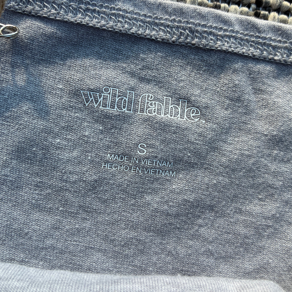 Sleepy Kitty Grey Cropped Tank Top Small