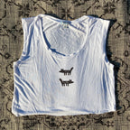 Wolf/Dog White Cropped Tank Top Large