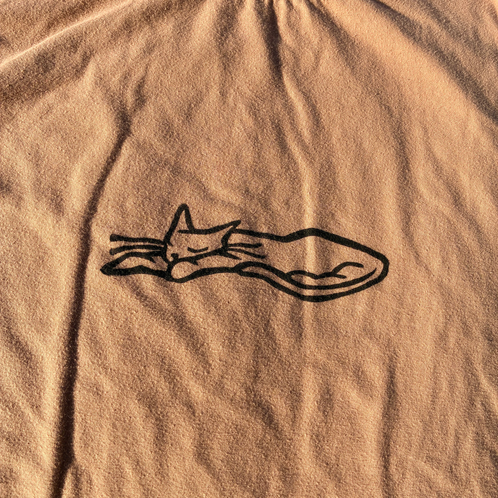 Sleepy Kitty Brown Cropped Tank Top Large