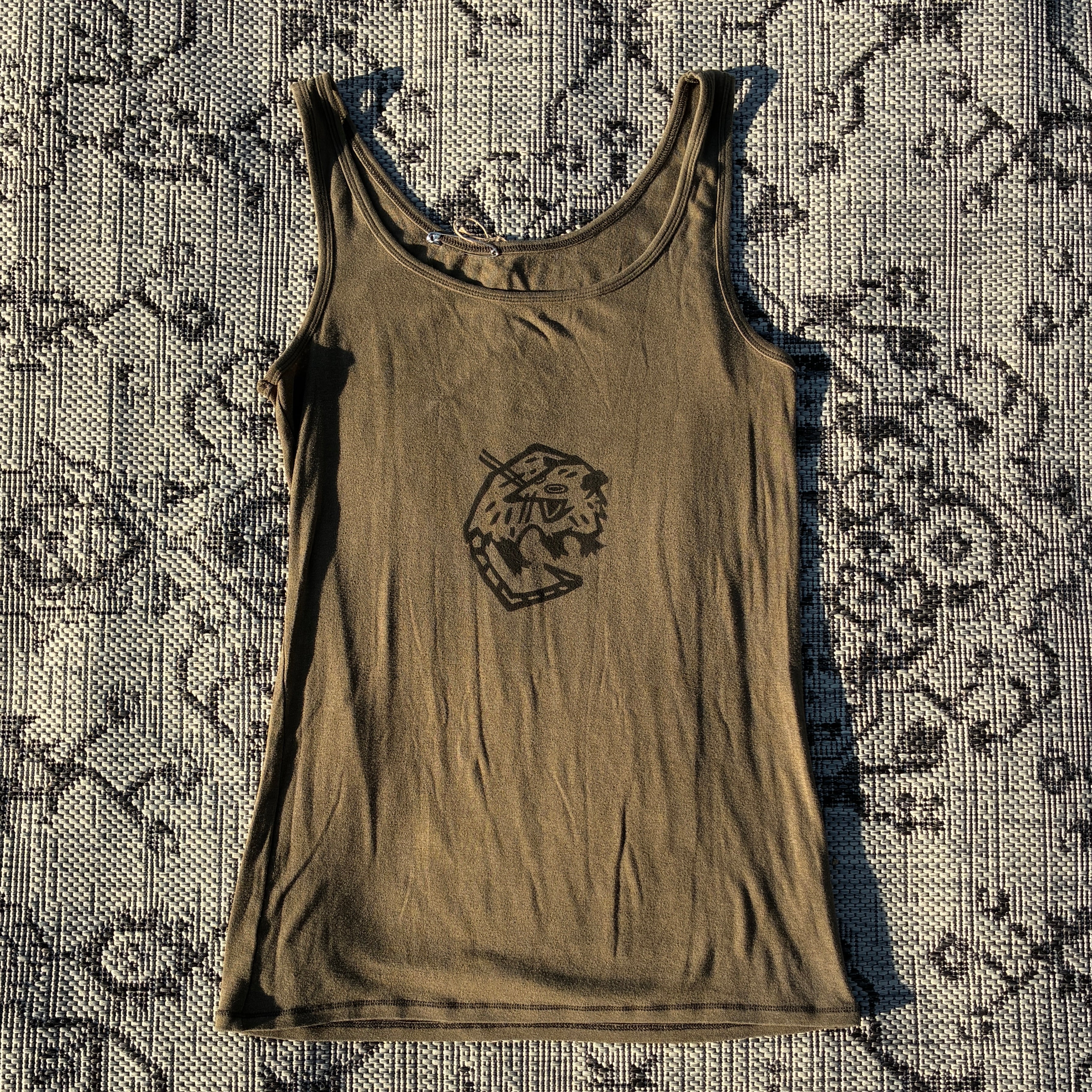 Screaming Possum Brown Tank Top Large