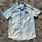 Daisy Pocket Acid Wash Bleach Dyed Short Sleeve Button Up Small