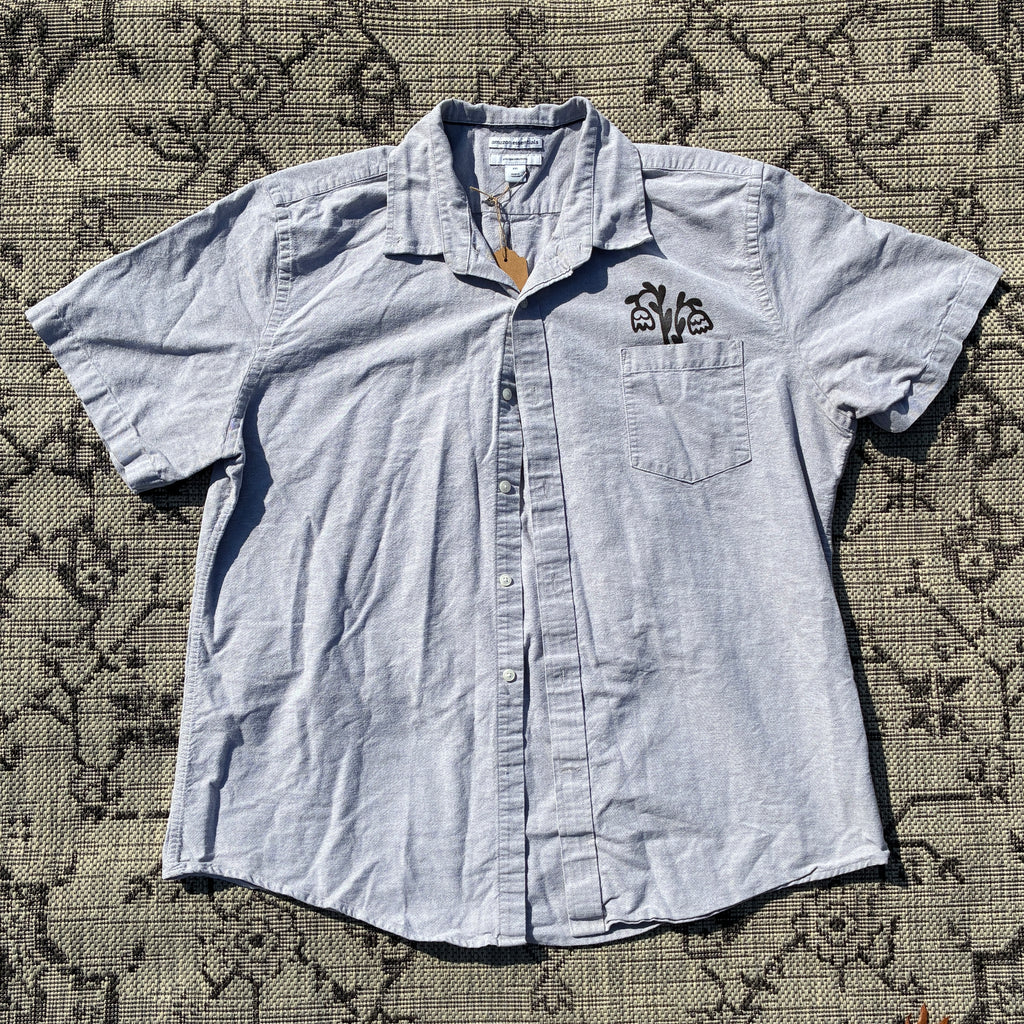 Tulip Pocket Grey Button Up Shirt 2X
