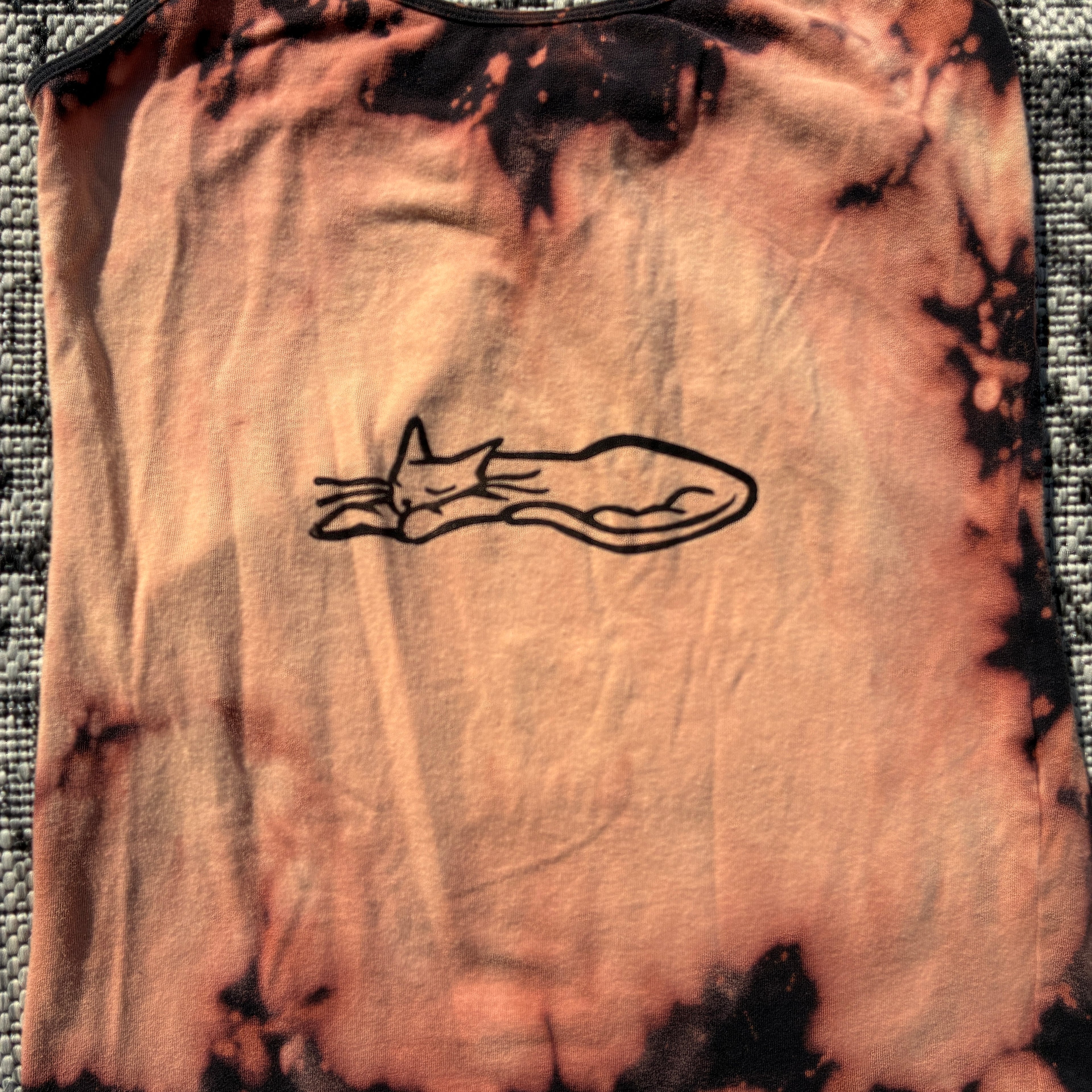 Sleepy Kitty Bleach Dyed Tank Top Medium