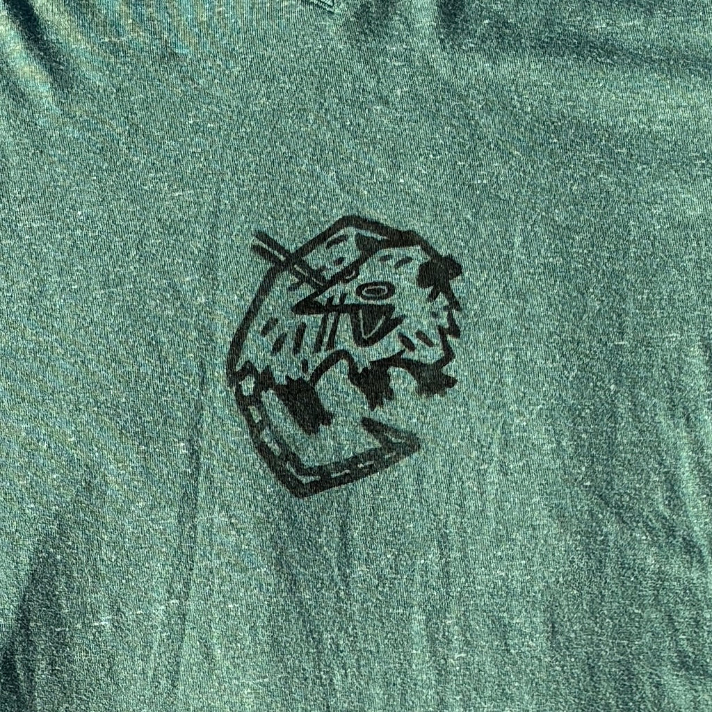 Screaming Possum Teal Green V-Neck Tee Large
