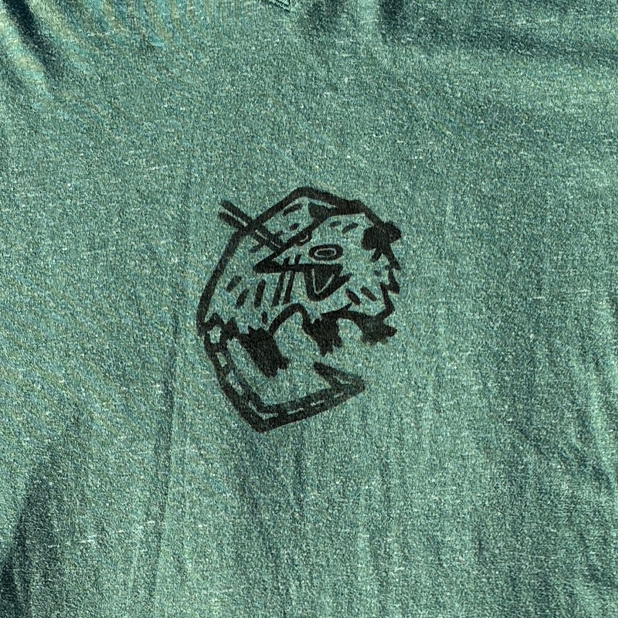 Screaming Possum Teal Green V-Neck Tee Large