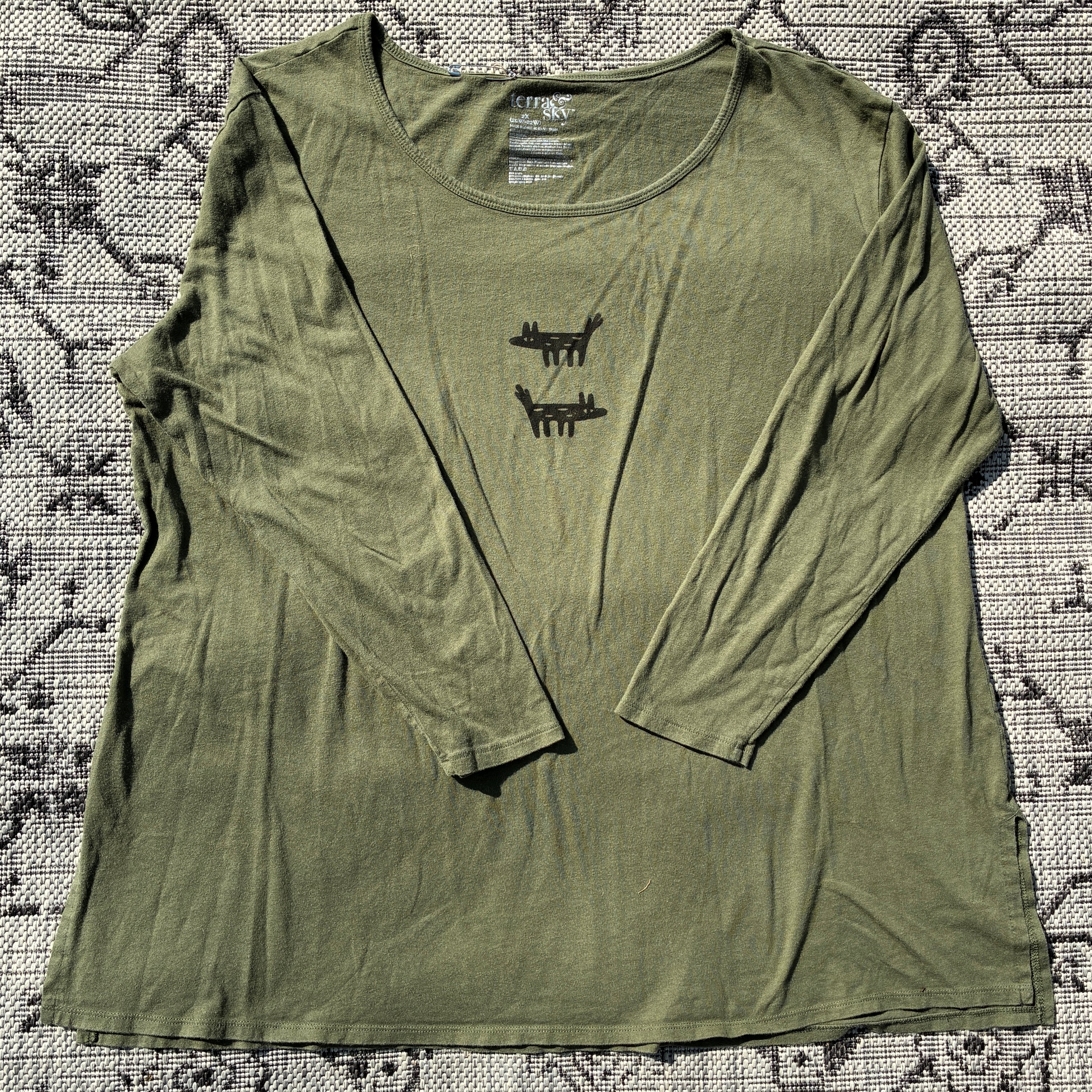 Wolf/Dog Green 3/4 Longsleeve Tee 2X