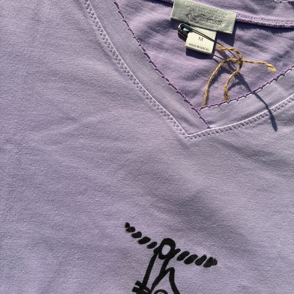 Hang in There Purple V-Neck Tee Medium