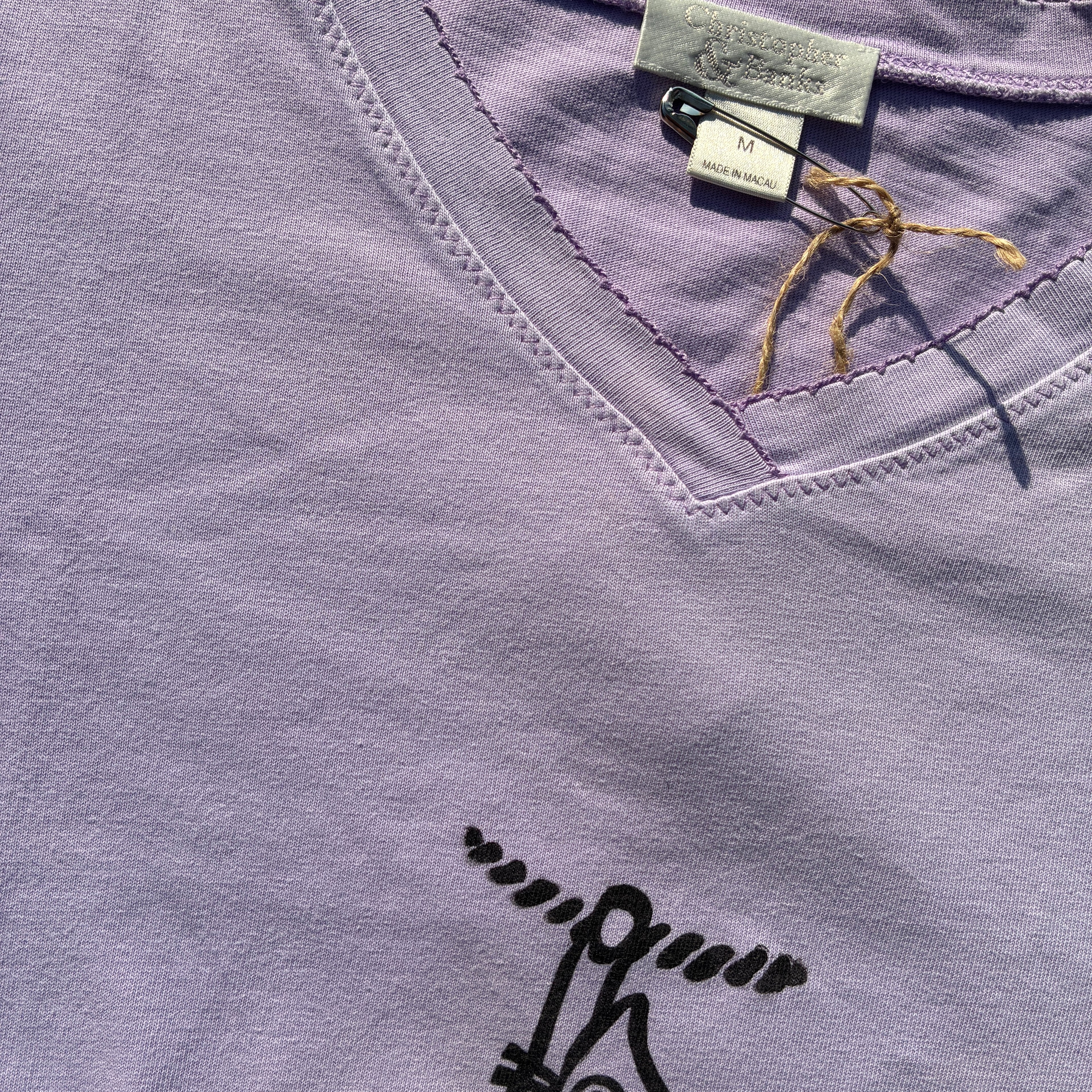 Hang in There Purple V-Neck Tee Medium