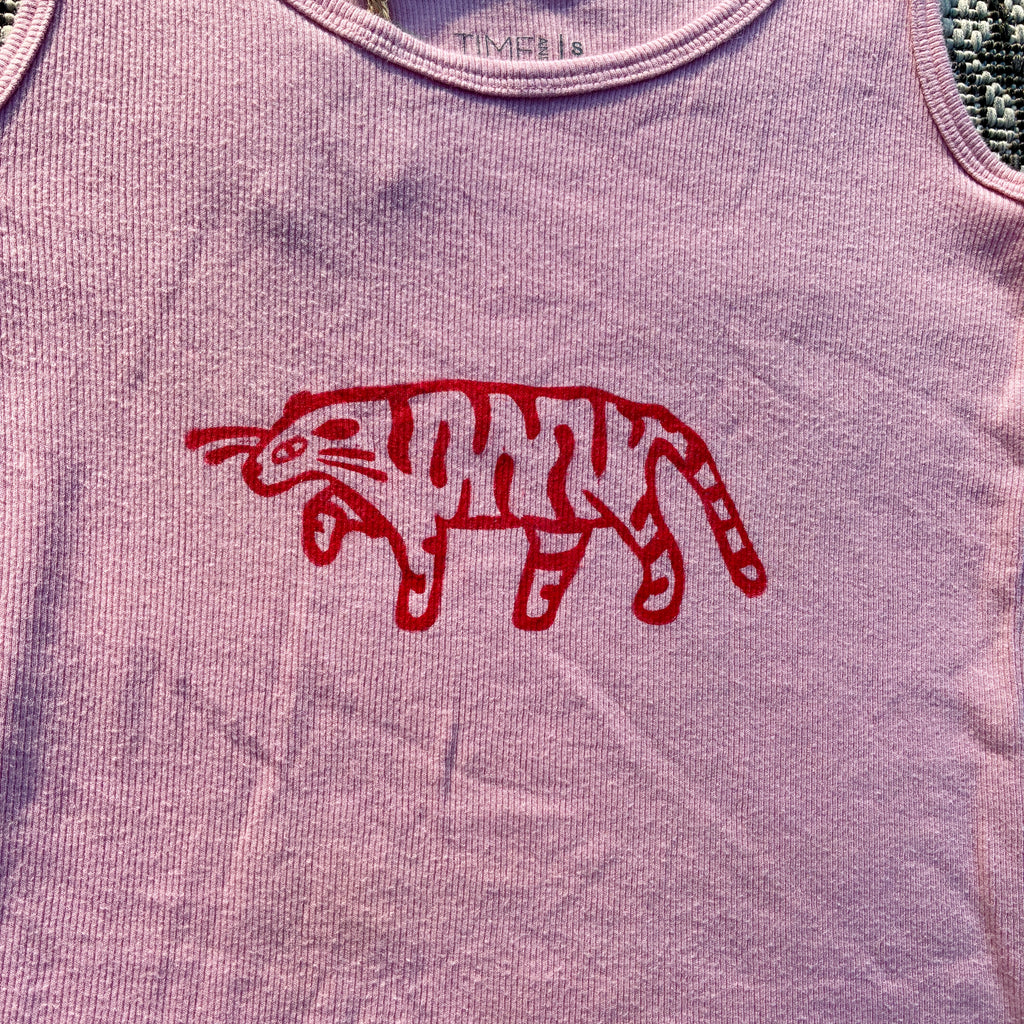 Red Tiger Pink Tank Top Small