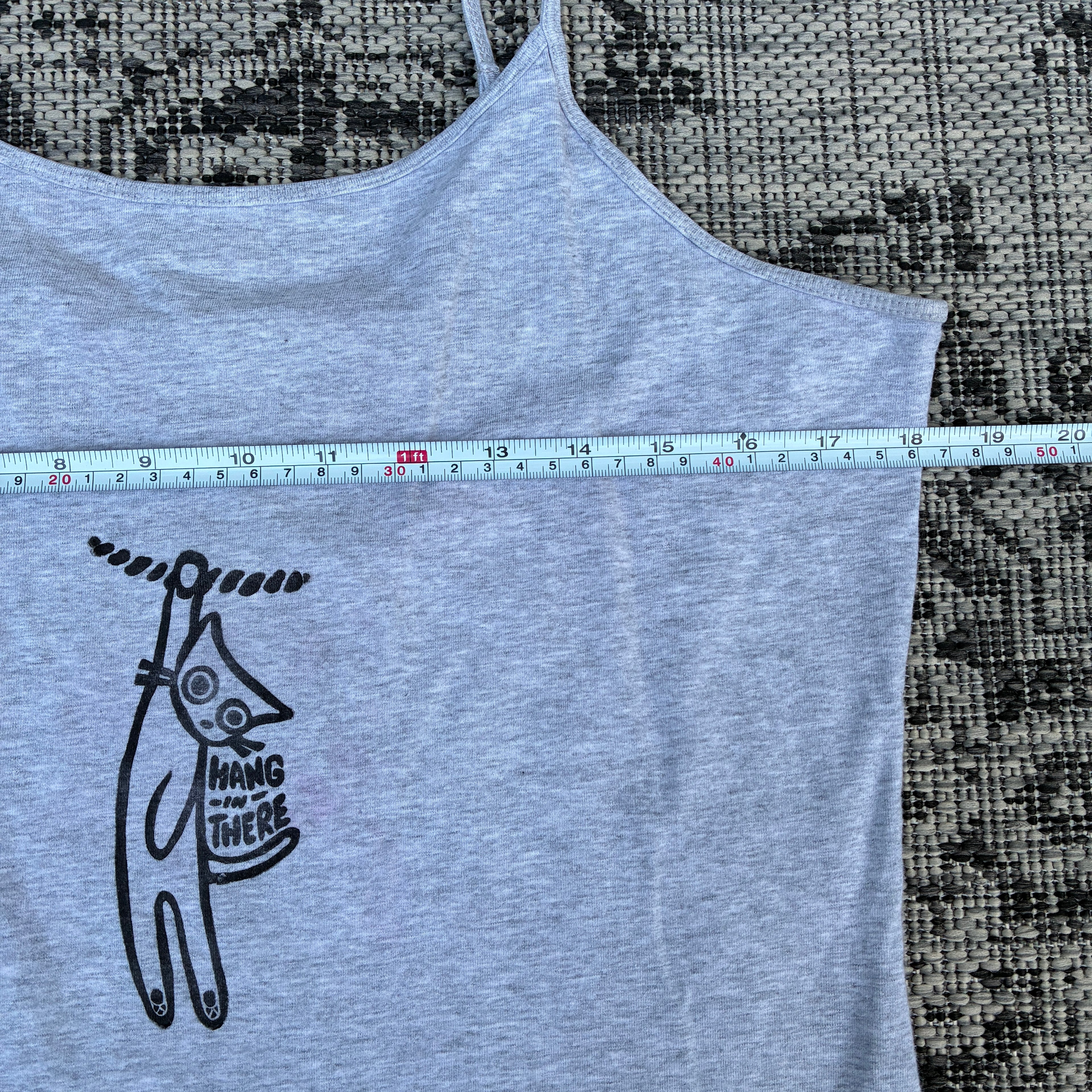 Hang in There Kitty Grey Tank Top XL