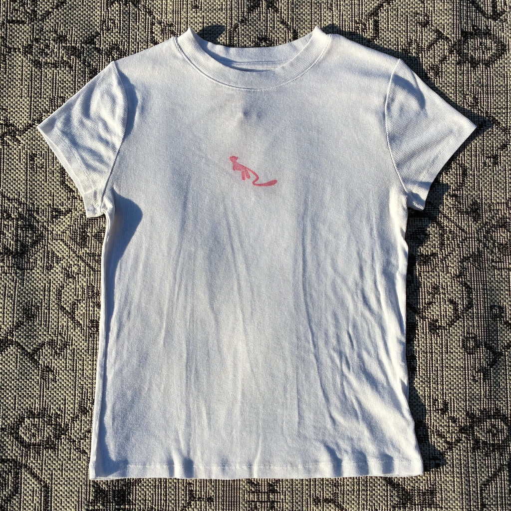 Pink Kitty White Tee XL