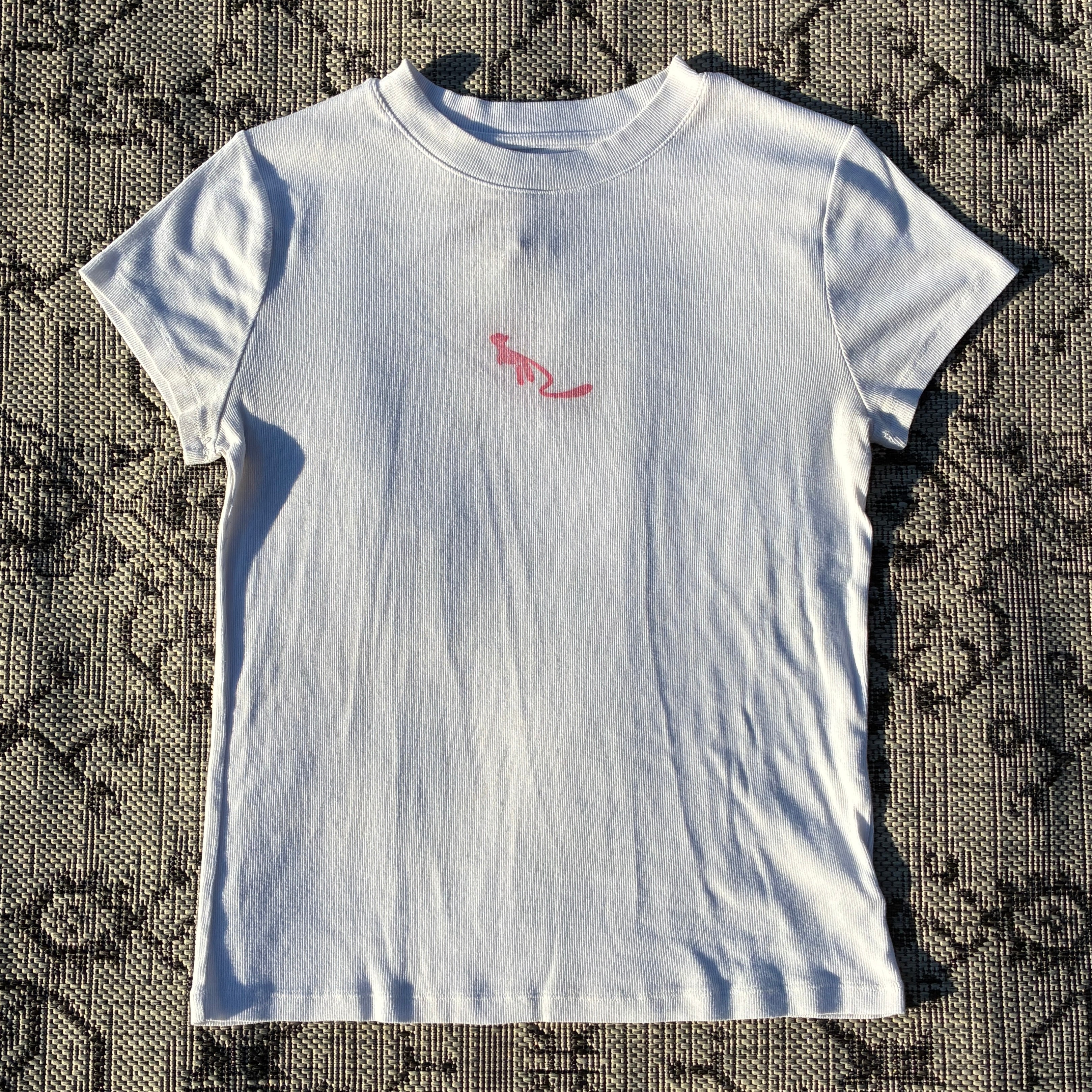Pink Kitty White Tee XL