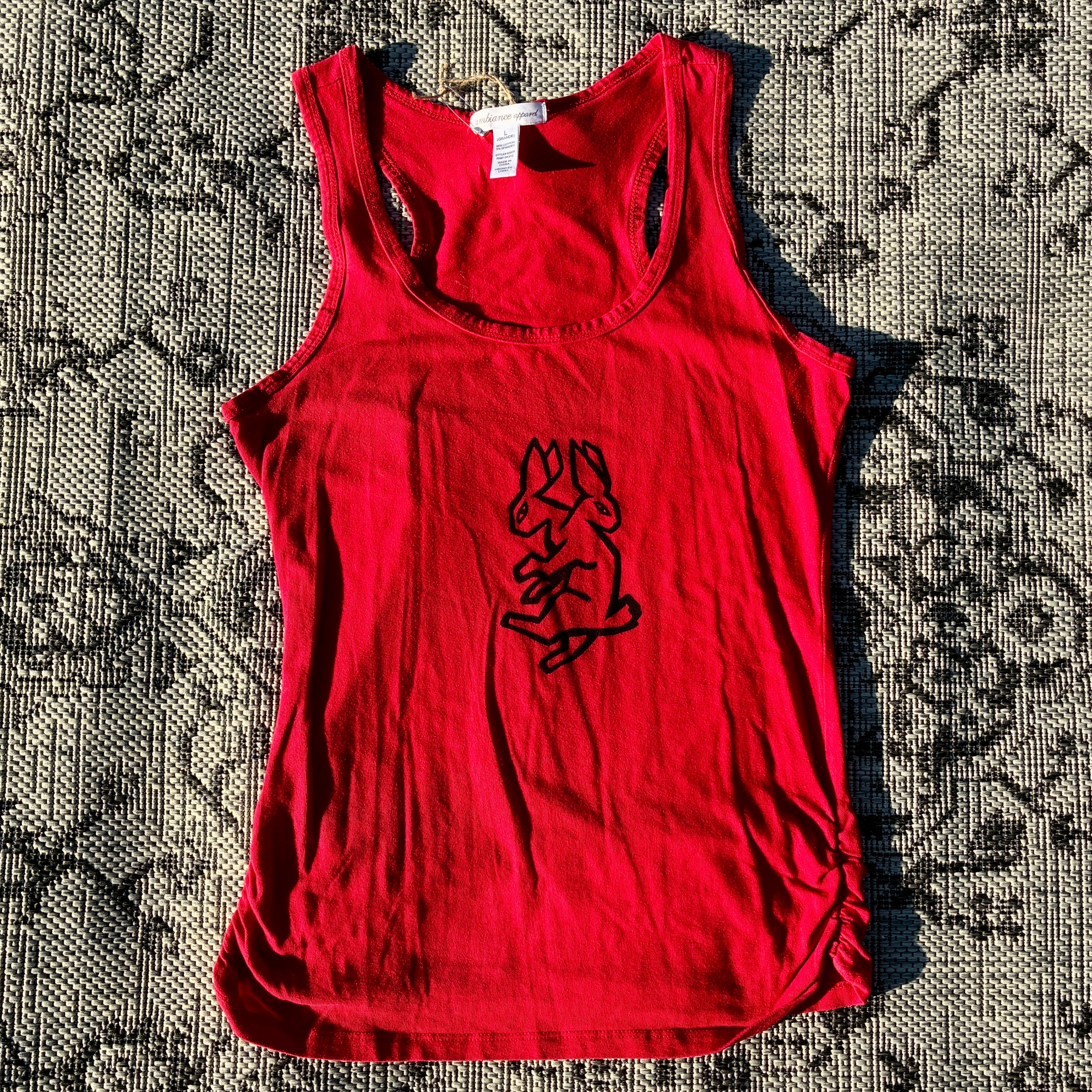 Two-Headed Rabbit Red Tank Top Large