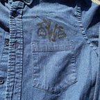 Dying Tulips Pocket Dark Blue Button Up Small