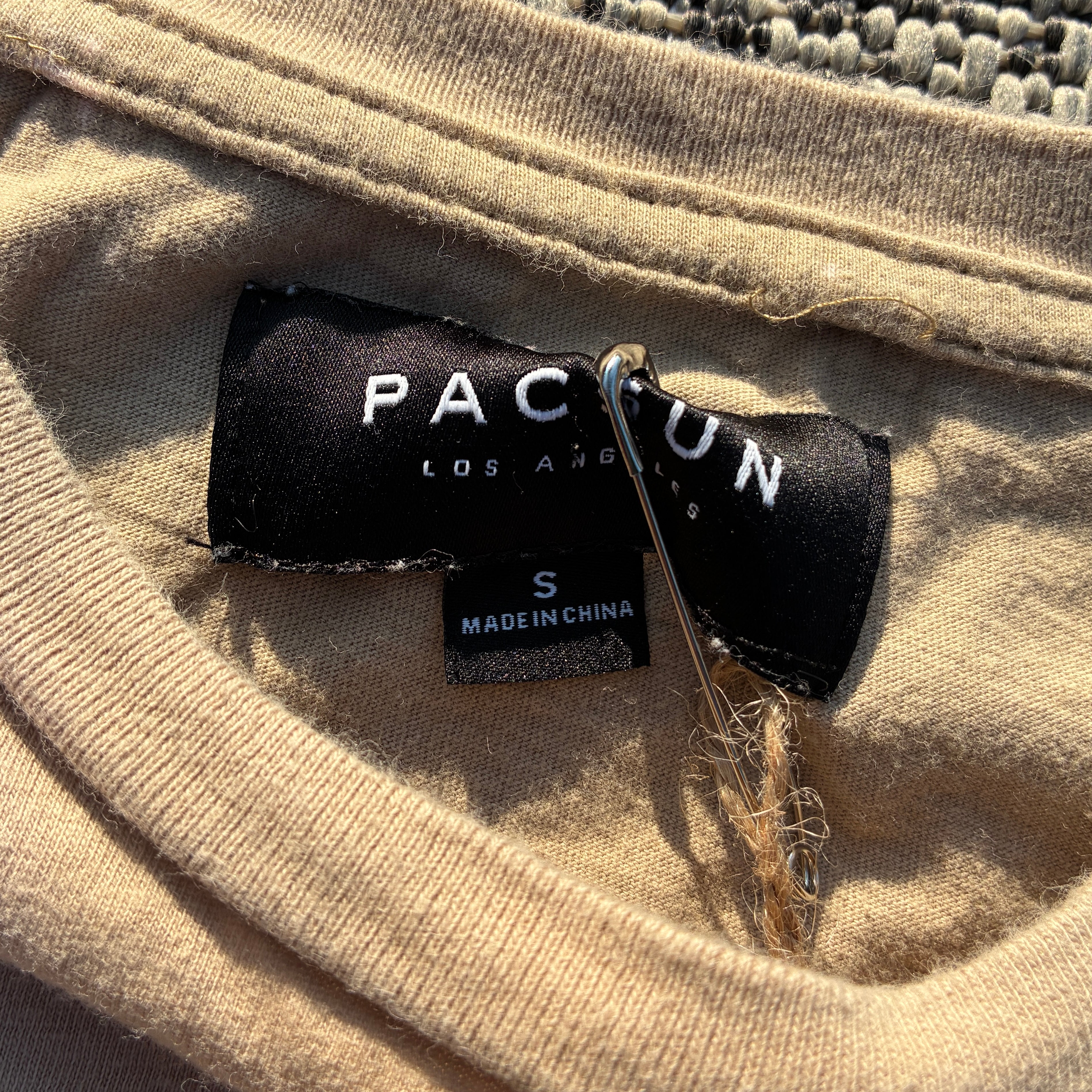 Daisy Beige Pocket Tee Bleach Dyed Small
