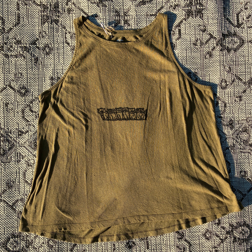Army Green/Brown Raccoons Tank Top Large