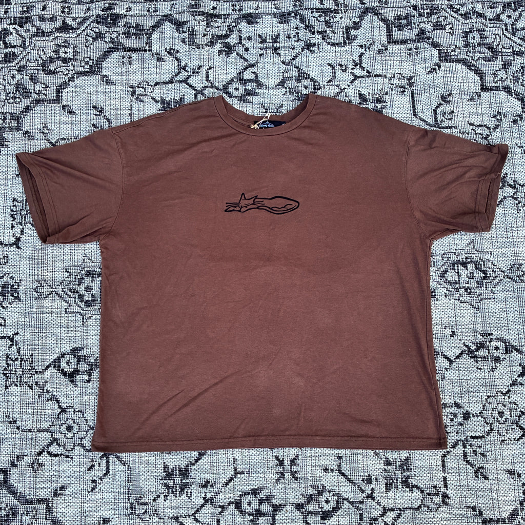 Sleepy Kitty Brown Tee XL