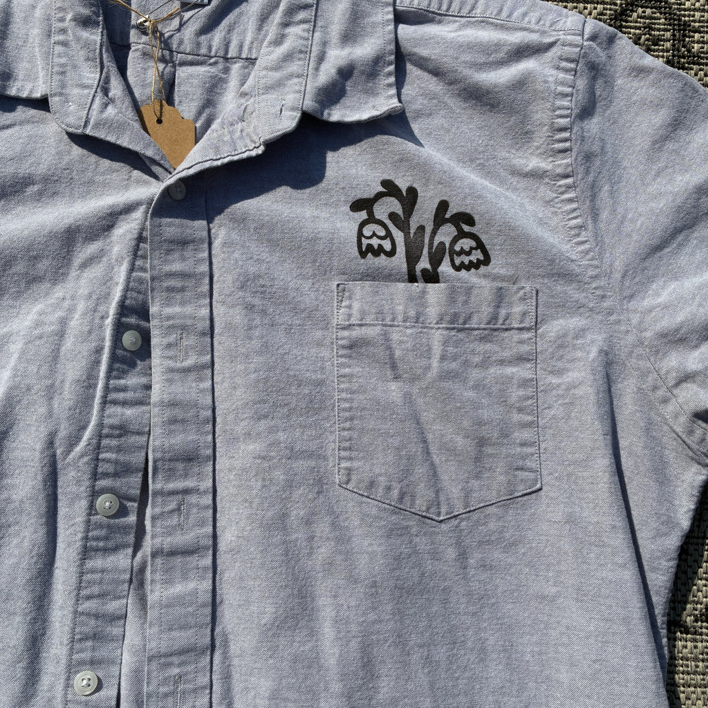 Tulip Pocket Grey Button Up Shirt 2X