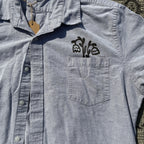 Tulip Pocket Grey Button Up Shirt 2X