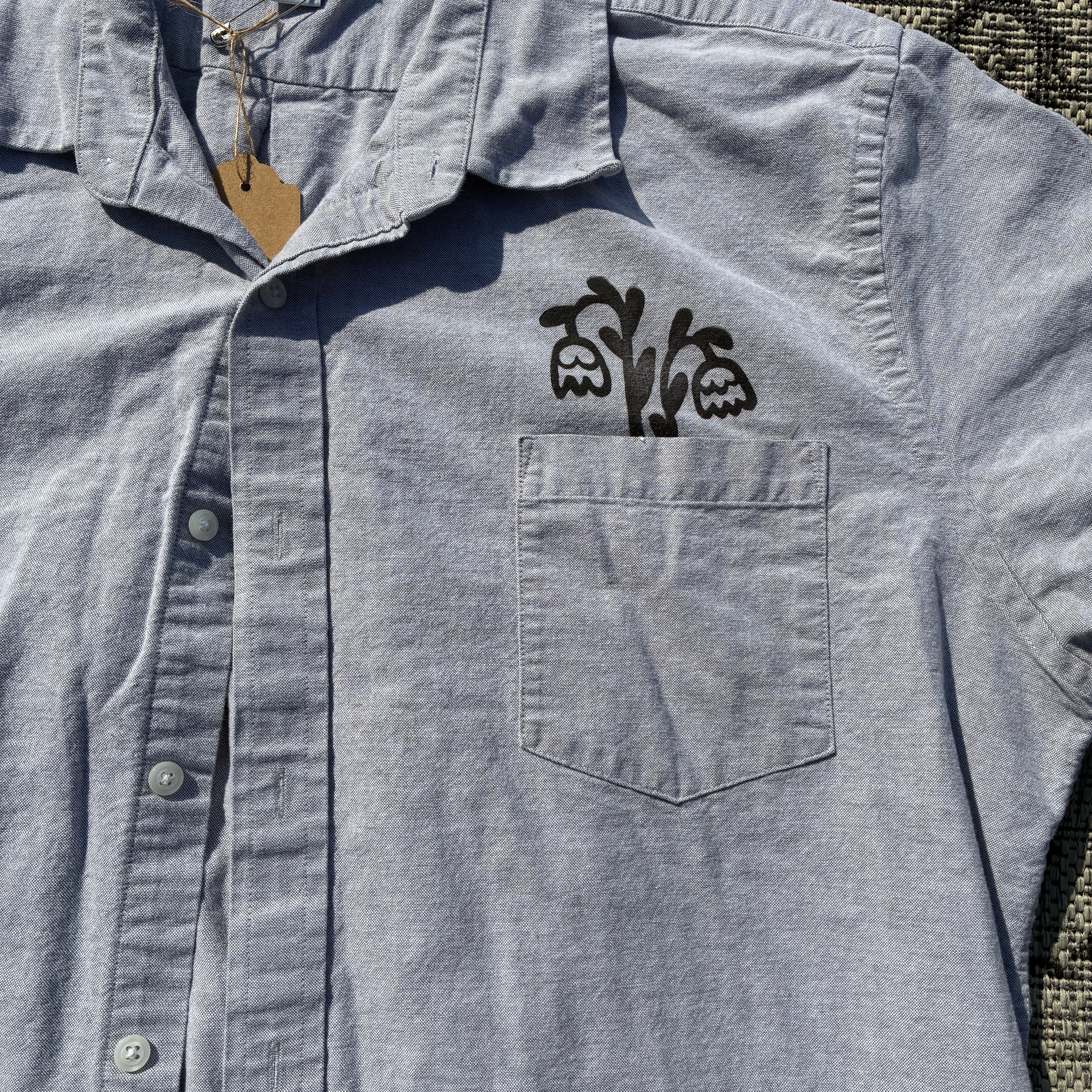 Tulip Pocket Grey Button Up Shirt 2X