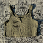 Wolf/Dog Army Green Cropped Tank Top XL