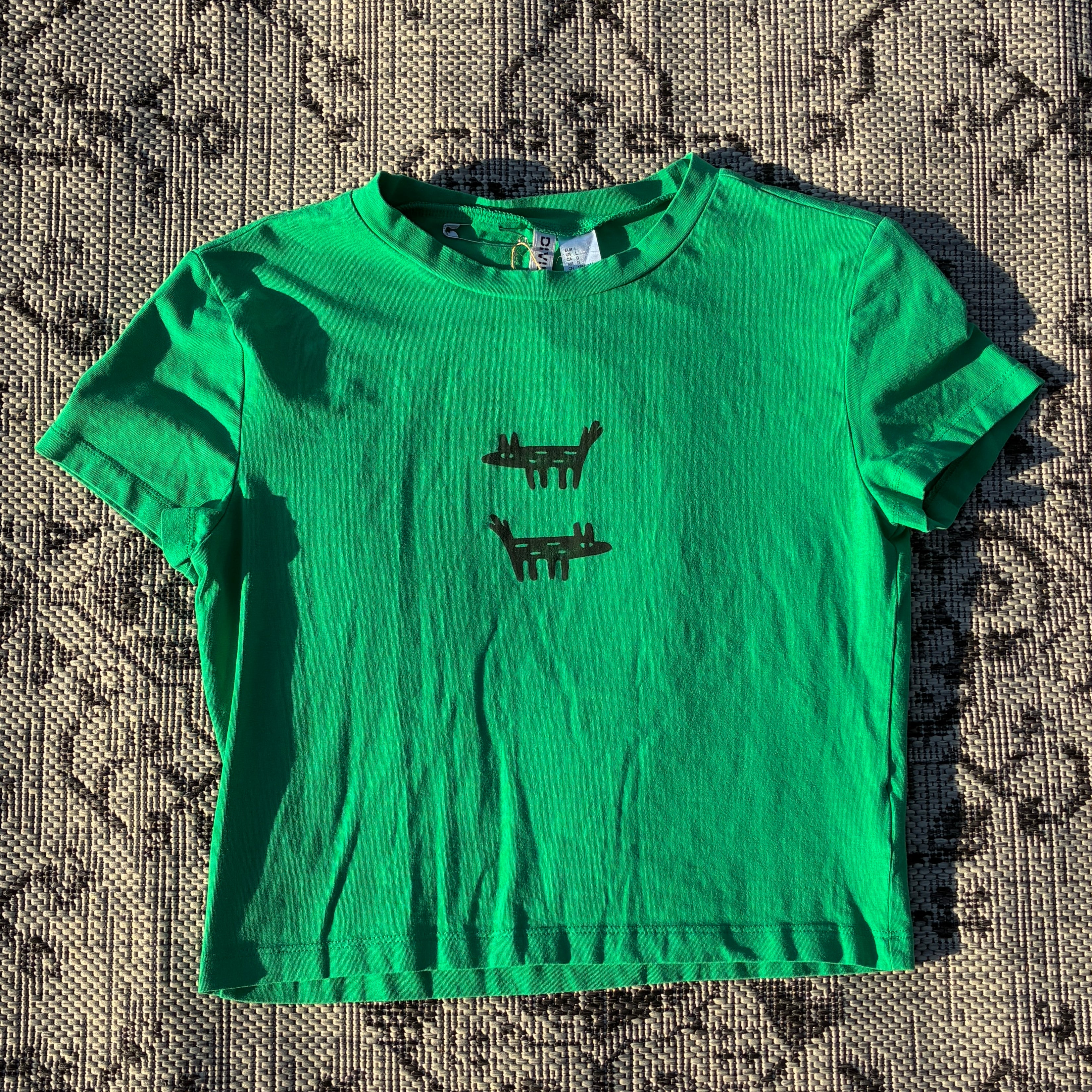 Wolf/Dog Green Baby Tee Large
