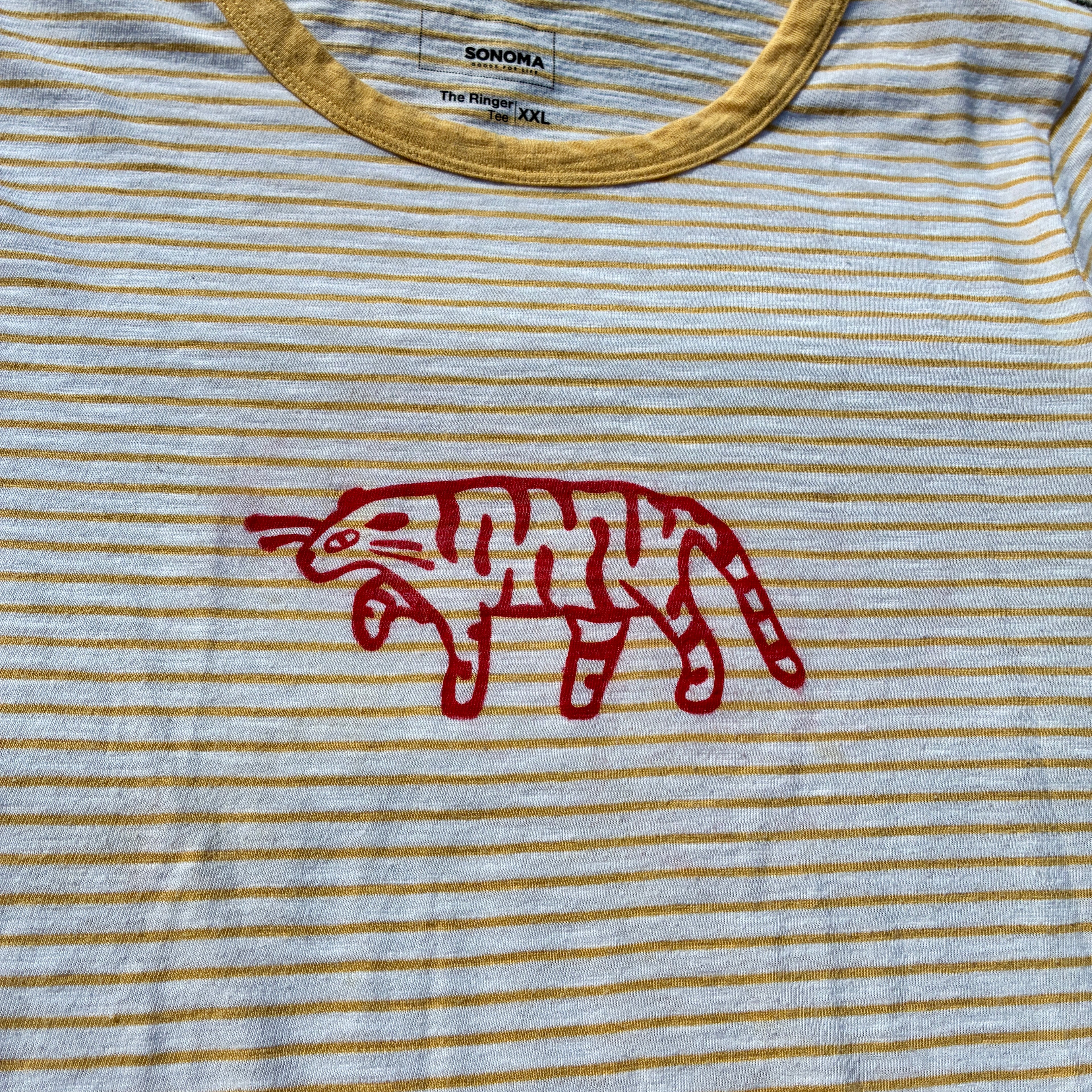 Red Tiger Yellow & White Striped Tee 2X