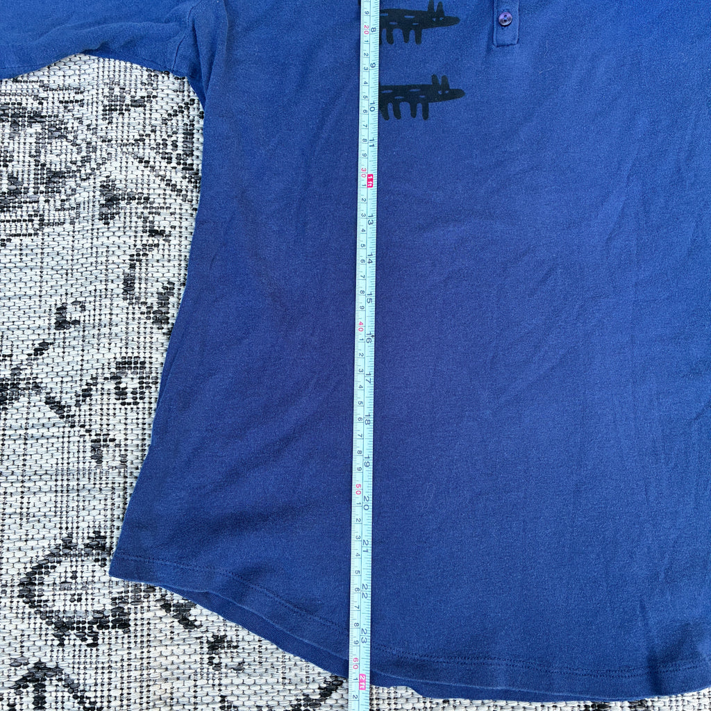 Wolf/Dog Dark Blue Henley 3/4 Longsleeve Tee XL