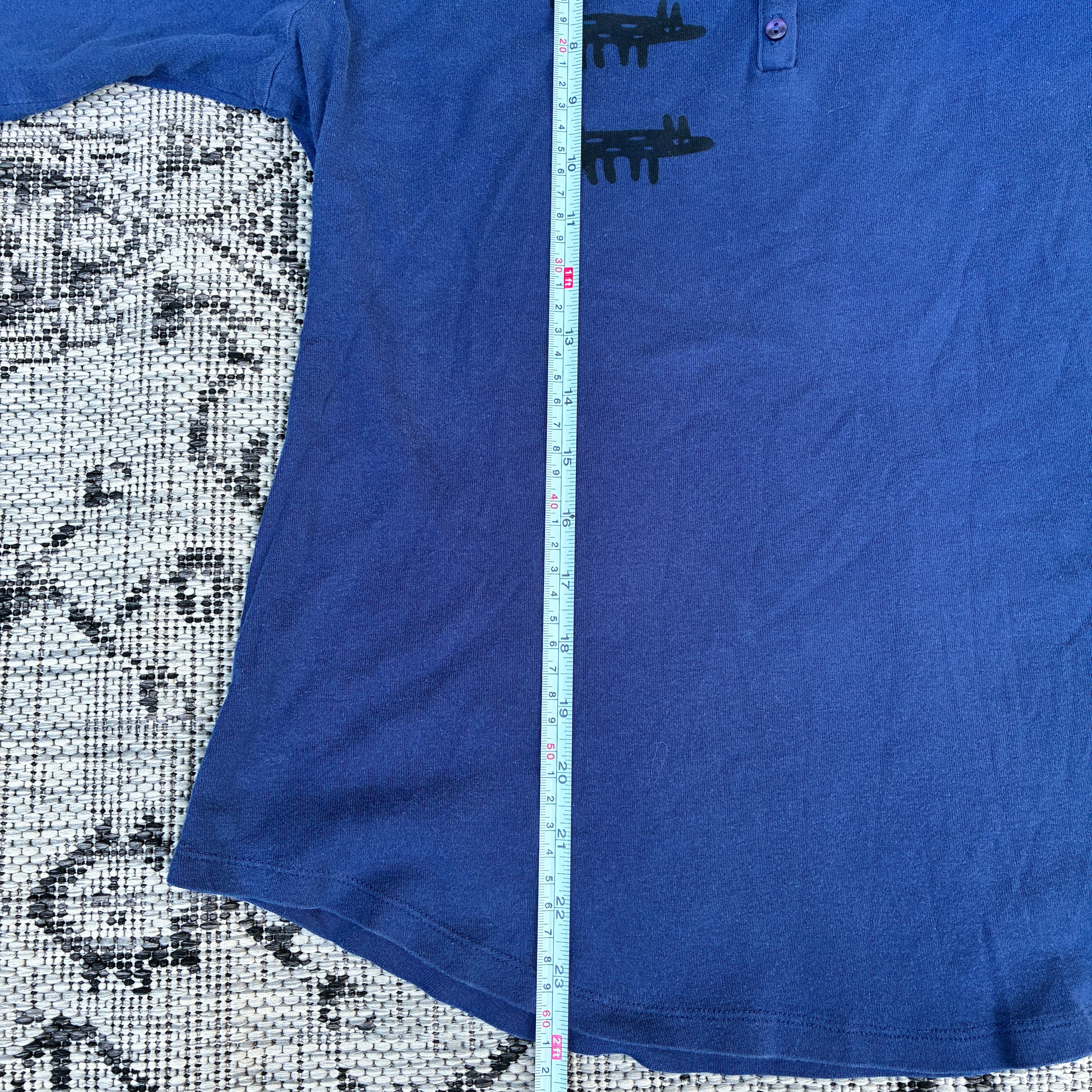 Wolf/Dog Dark Blue Henley 3/4 Longsleeve Tee XL