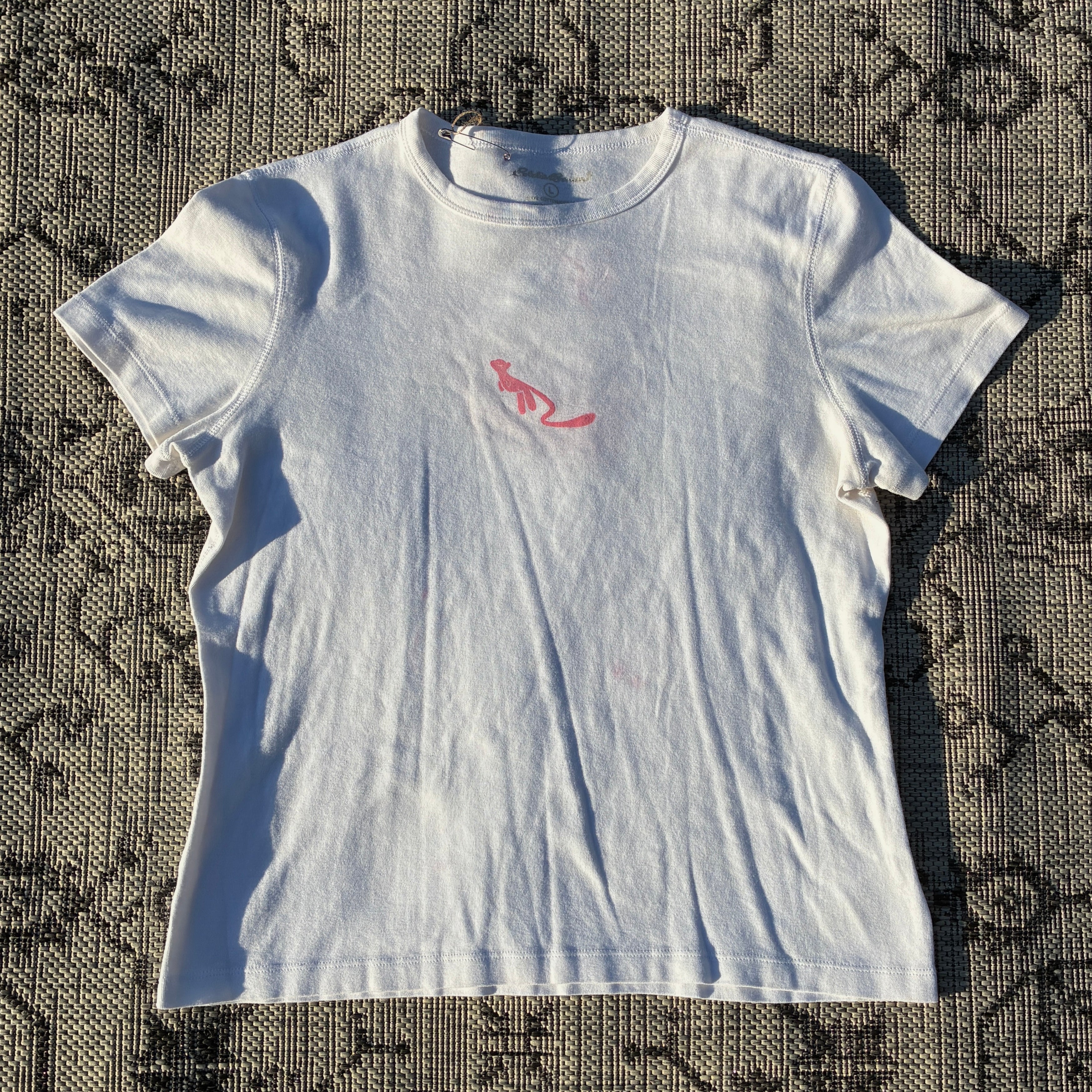 Pink Kitty White Tee Large
