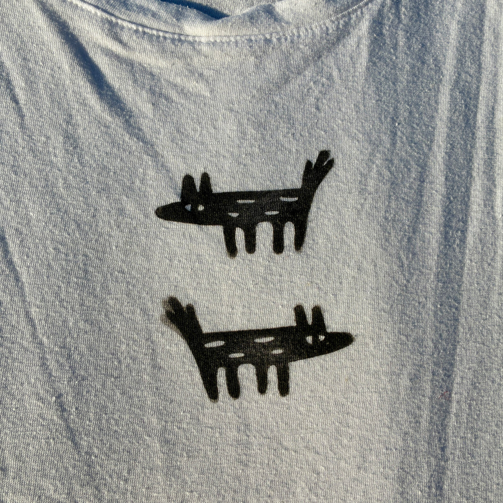 Wolf/Dog White Cropped Tank Top Large