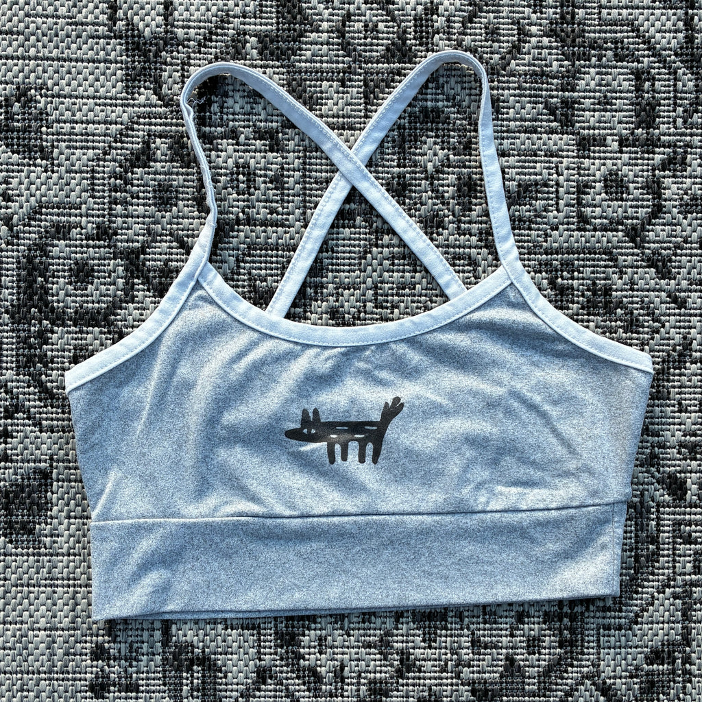 Wolf/Dog Grey Cropped Tank Top Criss Cross Back XS