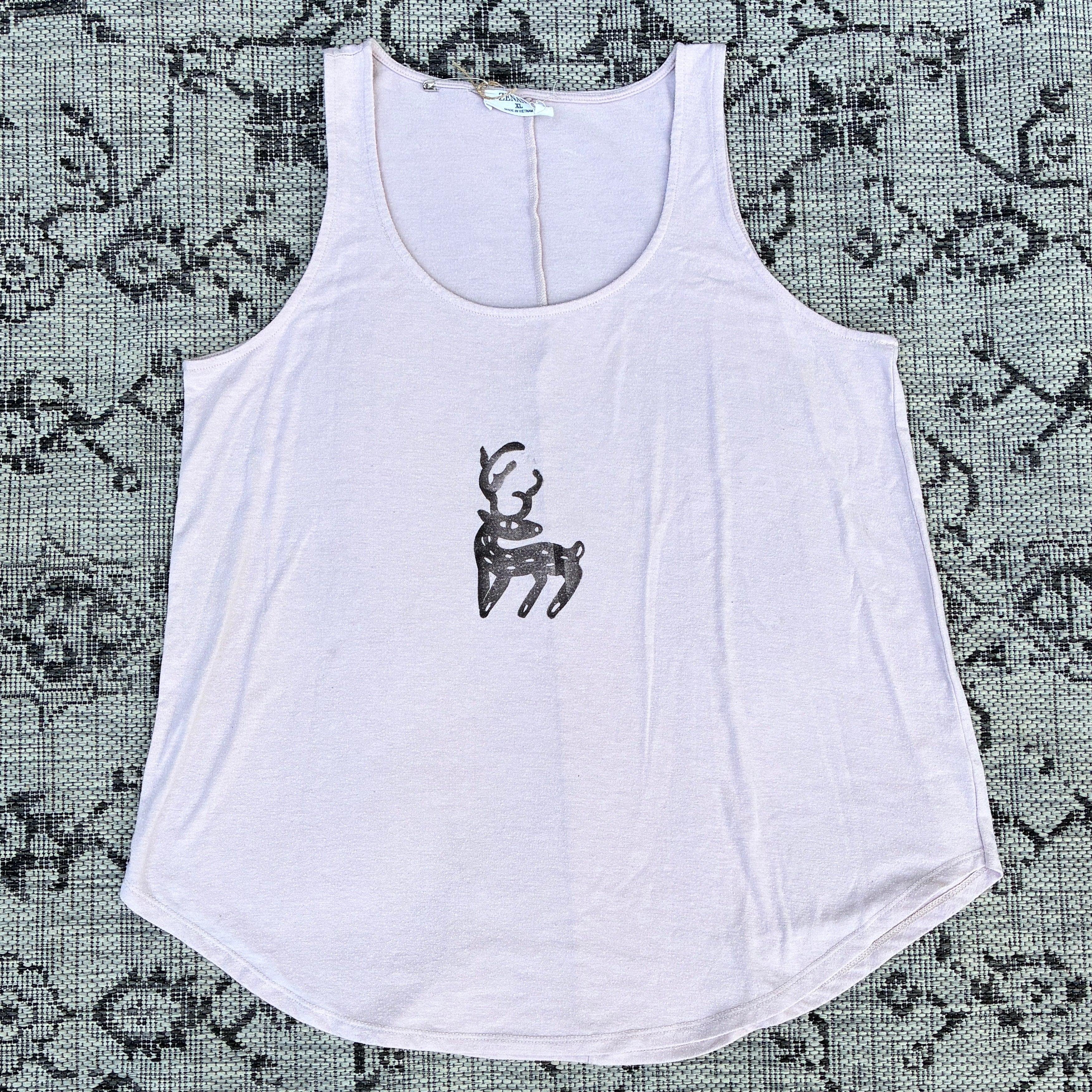 Deer Light Pink Tank Top XL