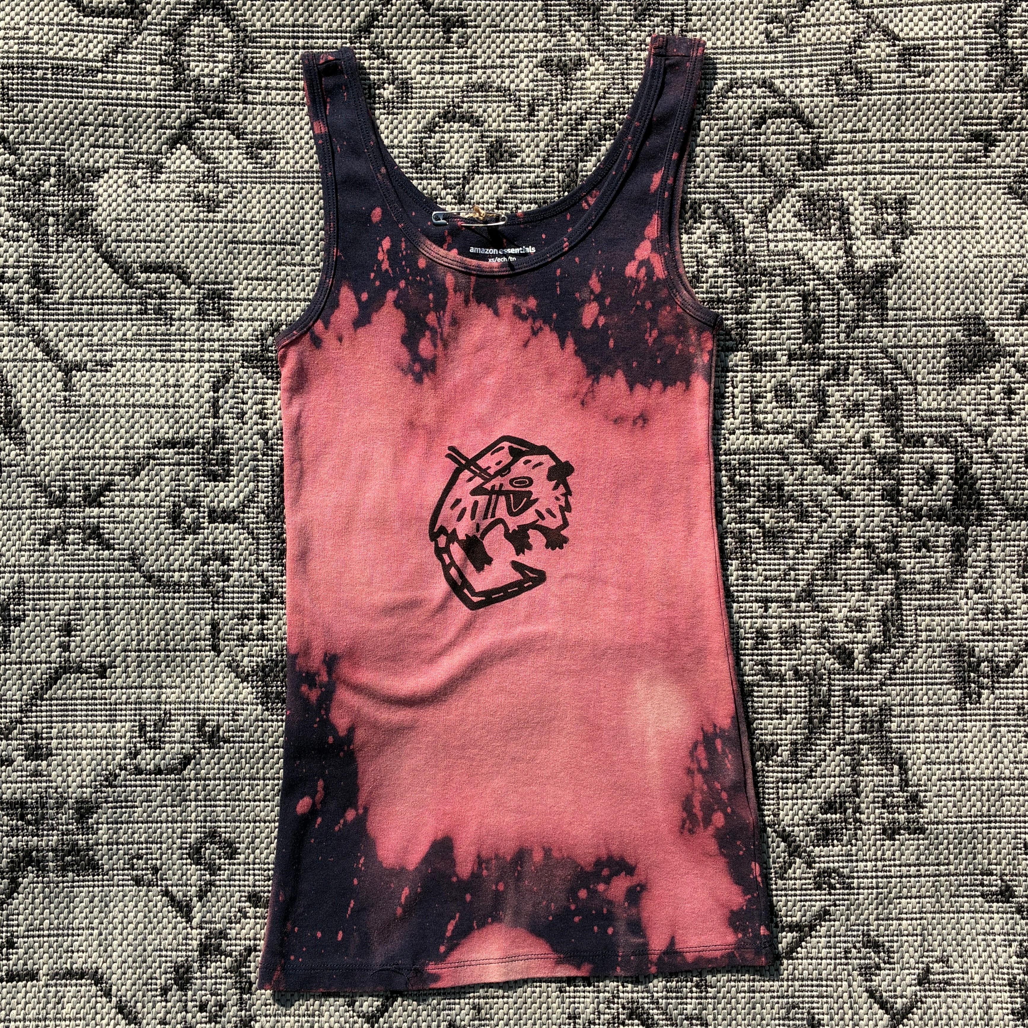 Screaming Possum Bleach Dyed Tank Top XS