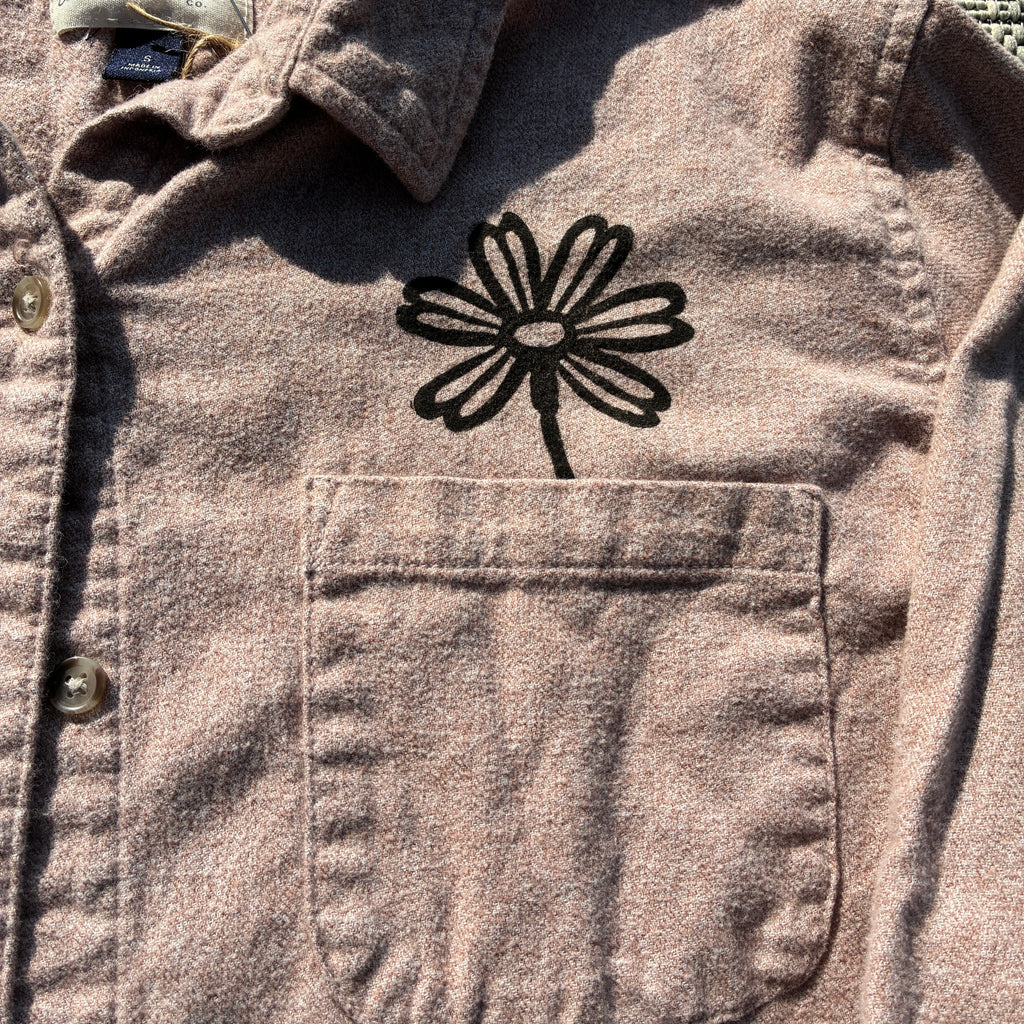 Daisy Pocket Pale Pink/Beige Button Up Small