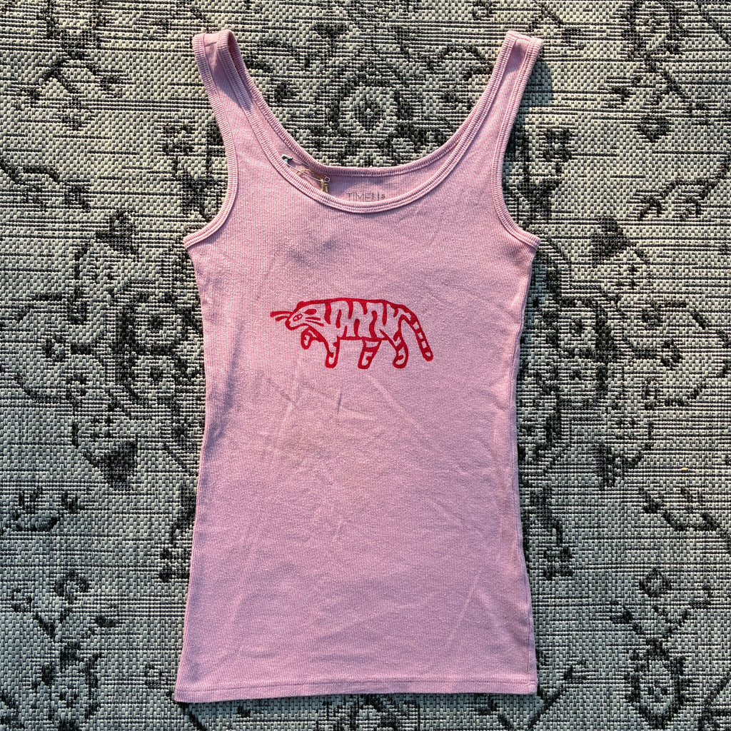 Red Tiger Pink Tank Top Small