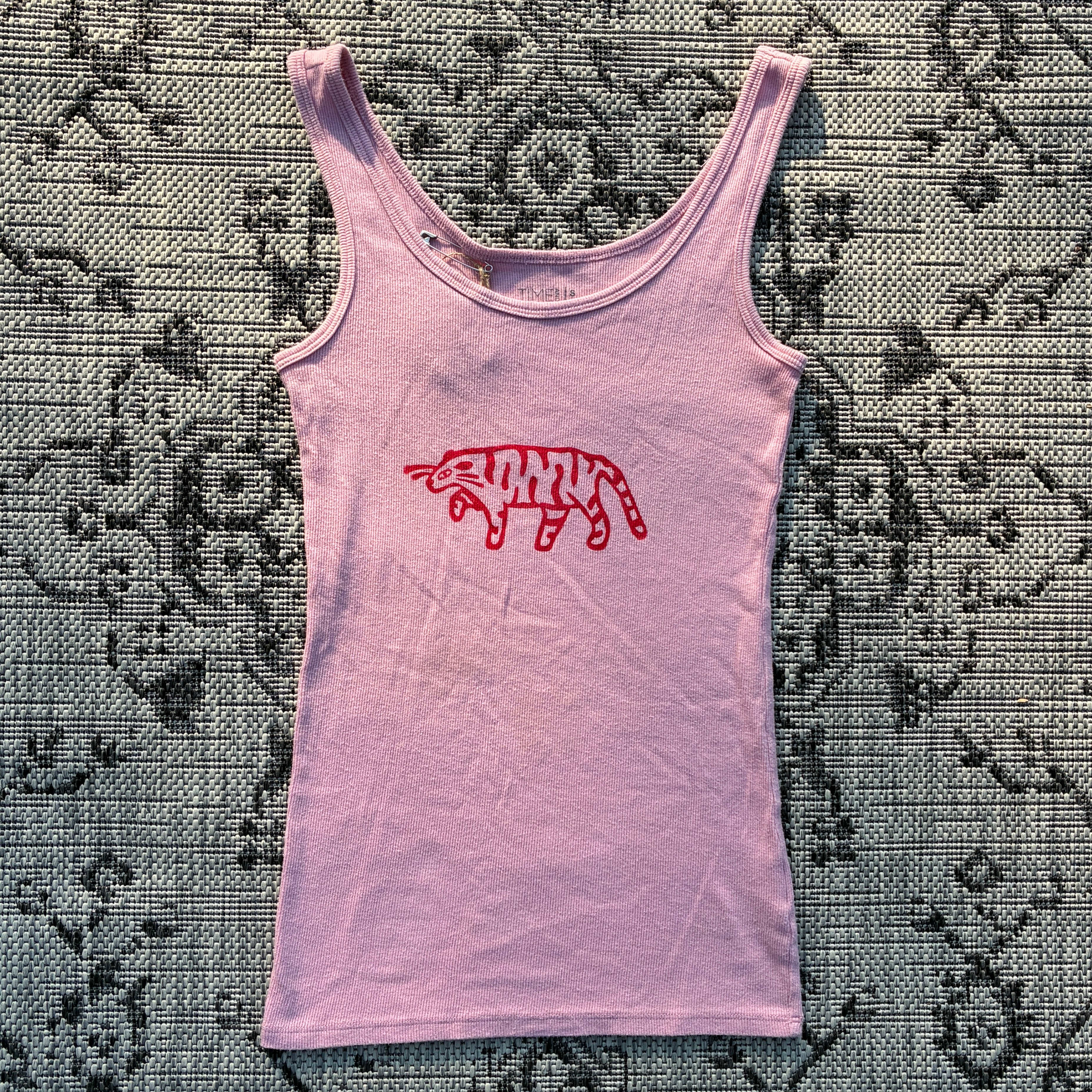 Red Tiger Pink Tank Top Small