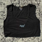 Wolf/Dog Black Square Neck Cropped Tank Top 2X