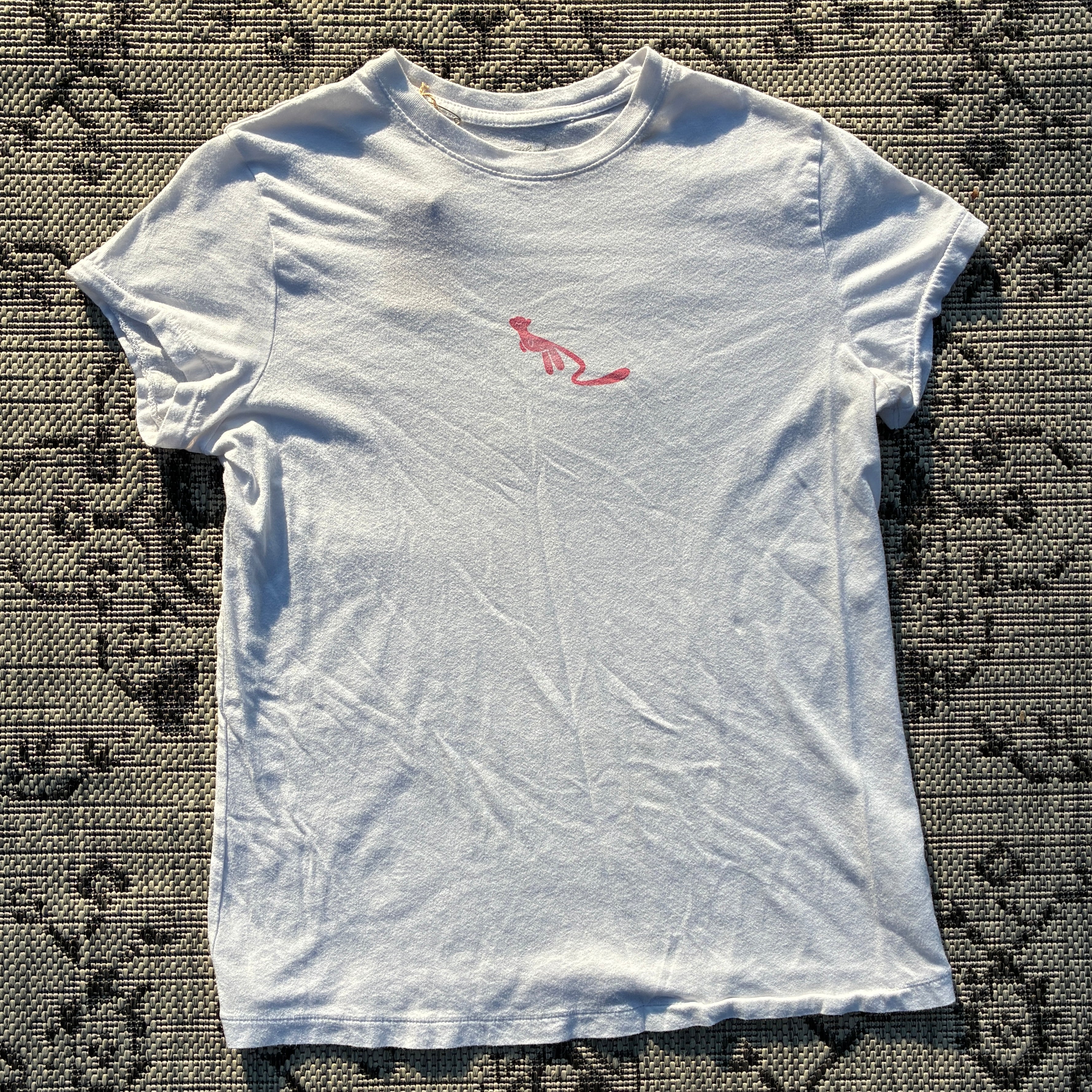 Pink Kitty White Tee Small
