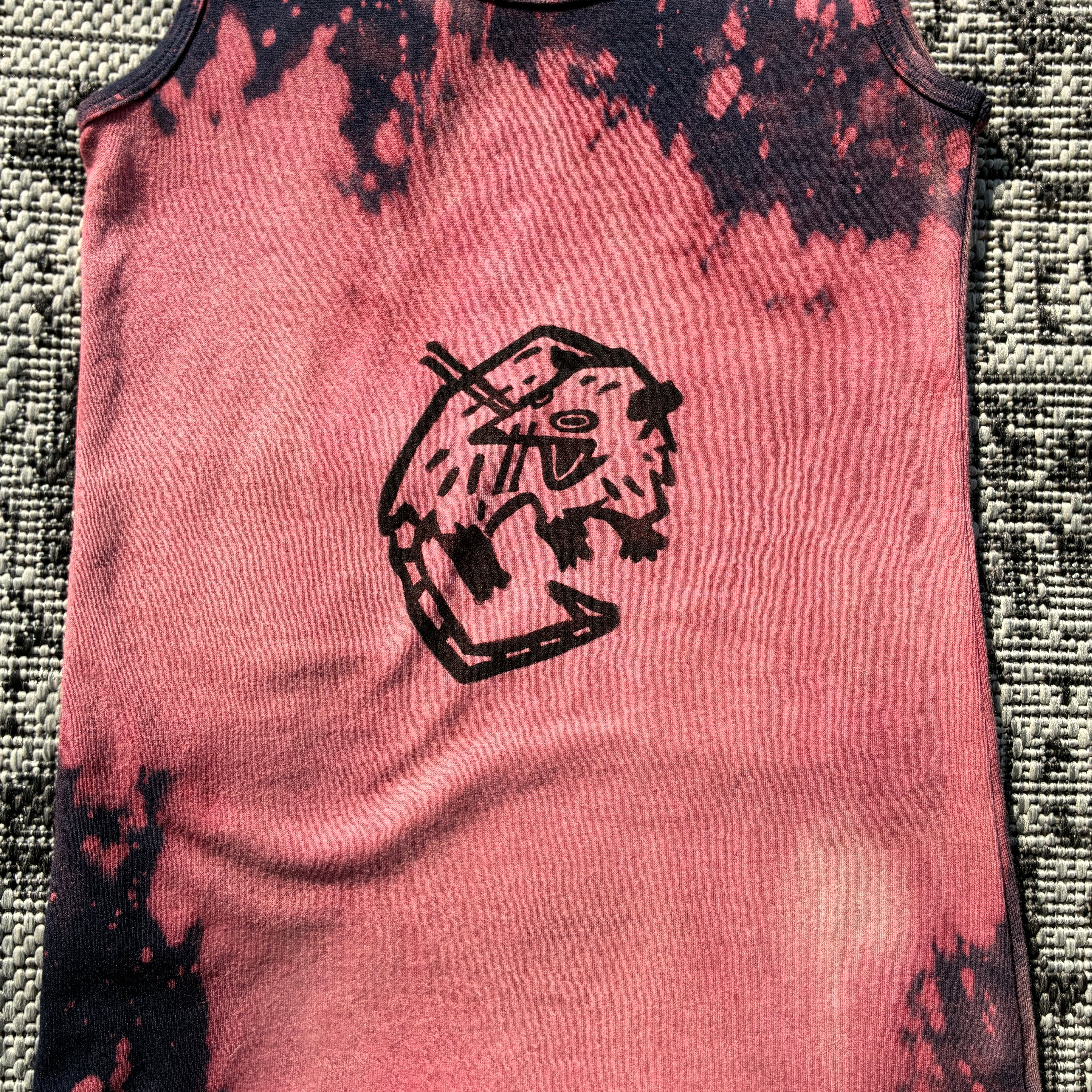 Screaming Possum Bleach Dyed Tank Top XS