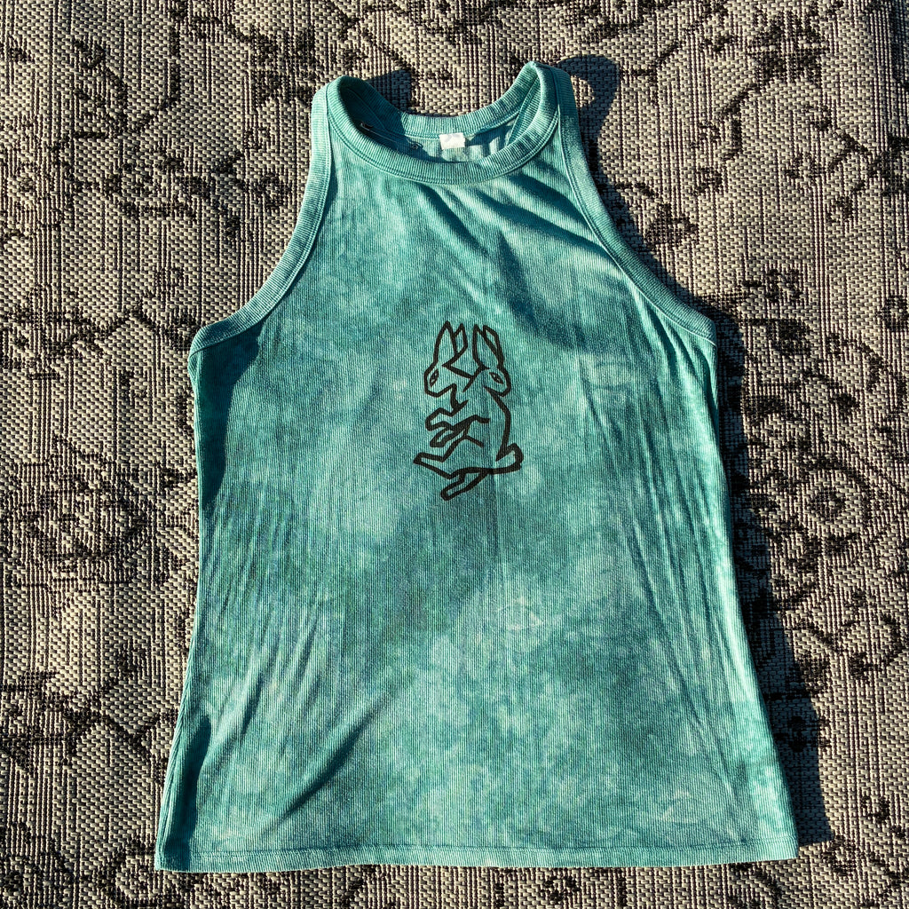Two-Headed Rabbit Blue Tie Dye Tank Top Large