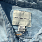 Daisy Pocket Acid Wash Bleach Dyed Short Sleeve Button Up Small